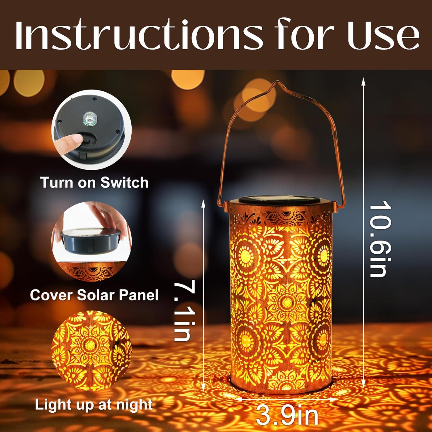 Solar Lanterns Outdoor Hanging Lantern Lights,Sunflower Metal Decor Lanterns-Waterproof LED Decorative Light for Garden Patio Yard Lawn Backyard Front Porch as Gifts for Mom Grandma Women - Image 4