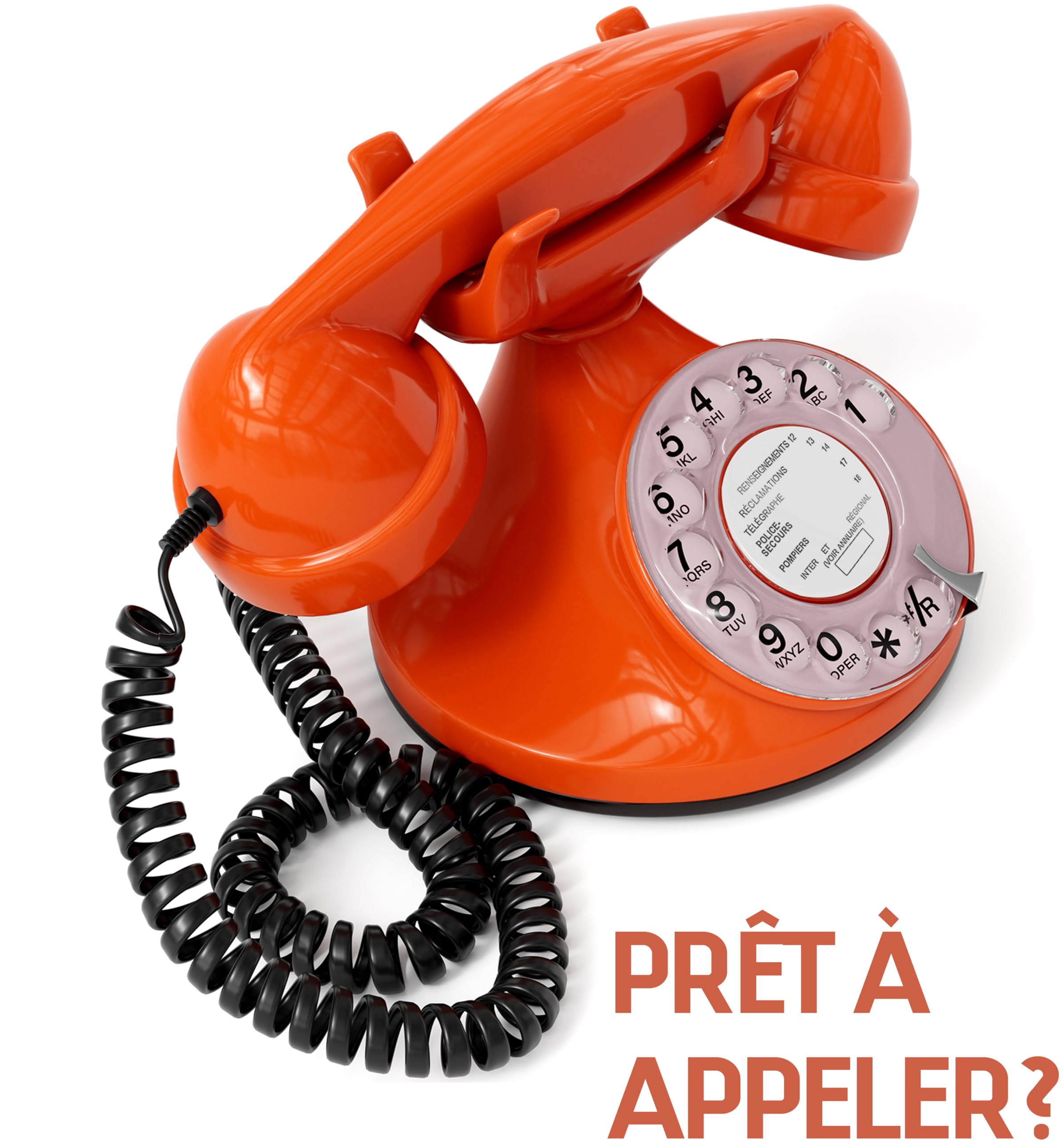 Opis Technology FunkyFon Cable : Téléphone rétro au Style des années 1920 avec Cadran Rotatif Orange
