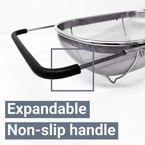Miniatura 6 de Makerstep Colador para colocar sobre el fregadero de acero inoxidable, para fregadero de cocina con agarre de goma, malla fina, herramientas de