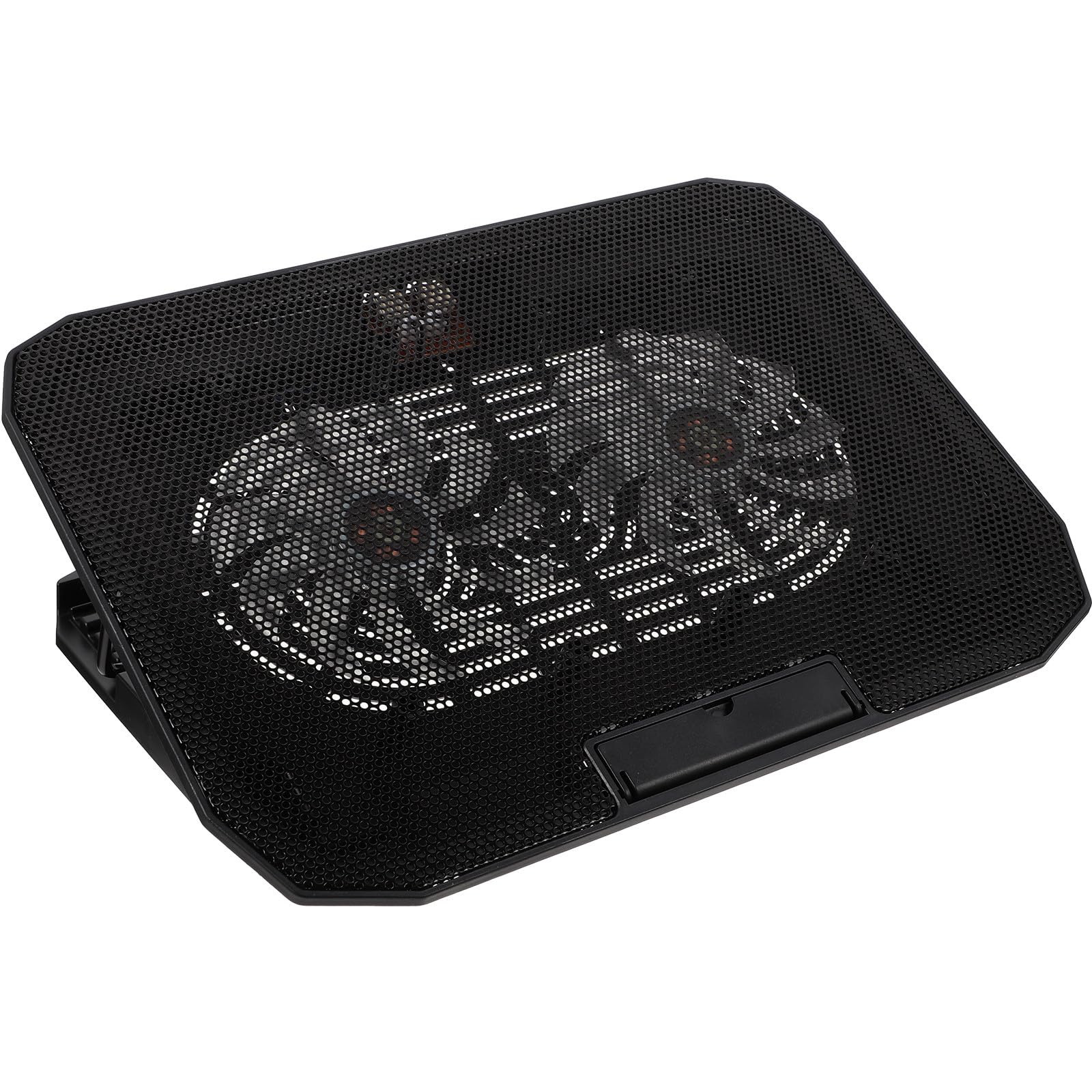 CALLARON Soporte Plegable para Portátil Negro Ventilador Silencioso, Base de Enfriamiento Ajustable Doble Puerto USB, Compatible Ordenadores Portátiles para Oficina y Juegos