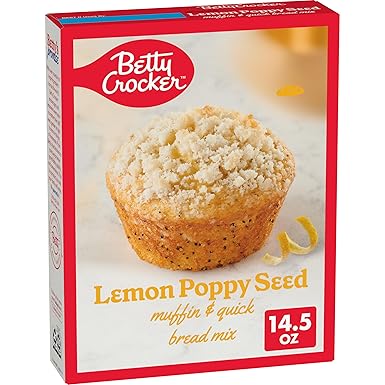 Betty Crocker Muffin and Quick Bread Mix, Lemon Poppy Seed With Streusel, 14.5 oz