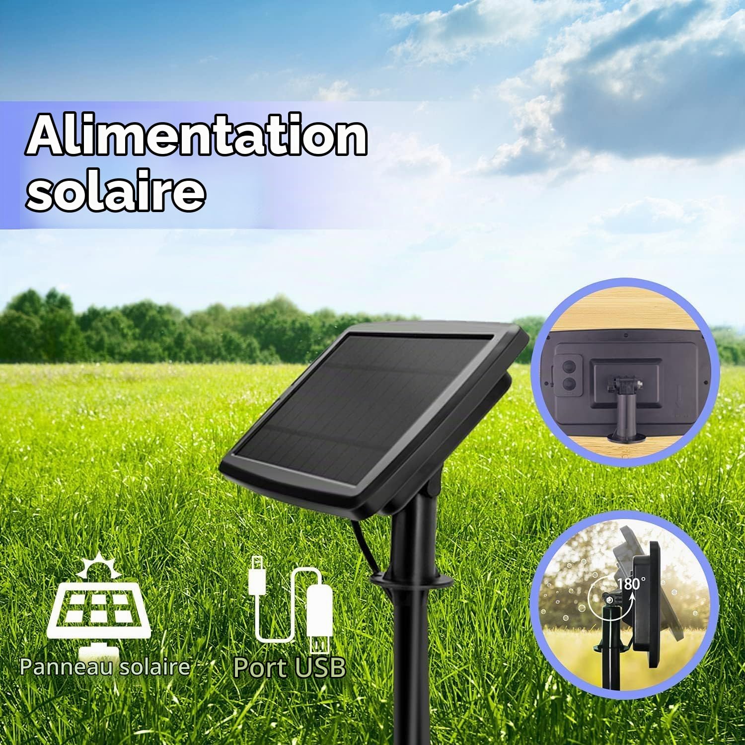 Guirlande Solaire Guinguette, 17m, Extérieur, 24 Ampoules S14 Oblongues, Blanc Chaud, IP65, Éclairage Festif, Alimentation Solaire