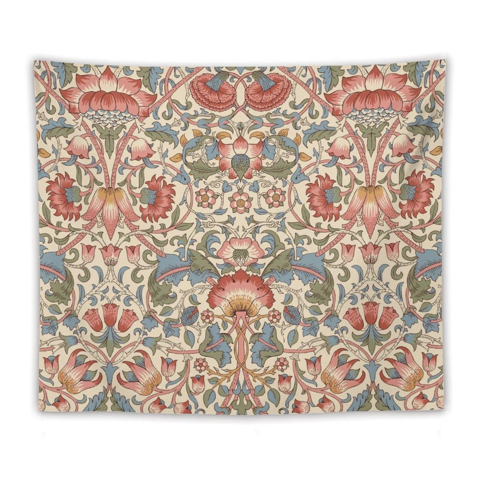 Focusbrite William Morris Tapestry, Vintage Rustic Art Botanical Floral Tapestries Wall Wall Hanging Aesthetic for Bedroom Living Room Nursery 60"x50"