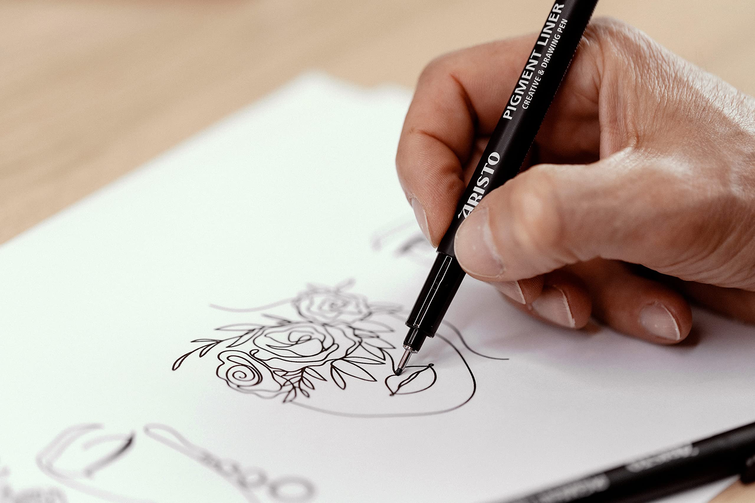 Aristo AR23503 Pigmentliner 0,3 mm (Fineliner mit hochpigmentierter Tinte, licht- und wasserbeständig, metallgefasste Spitze) 10 Stück, schwarz