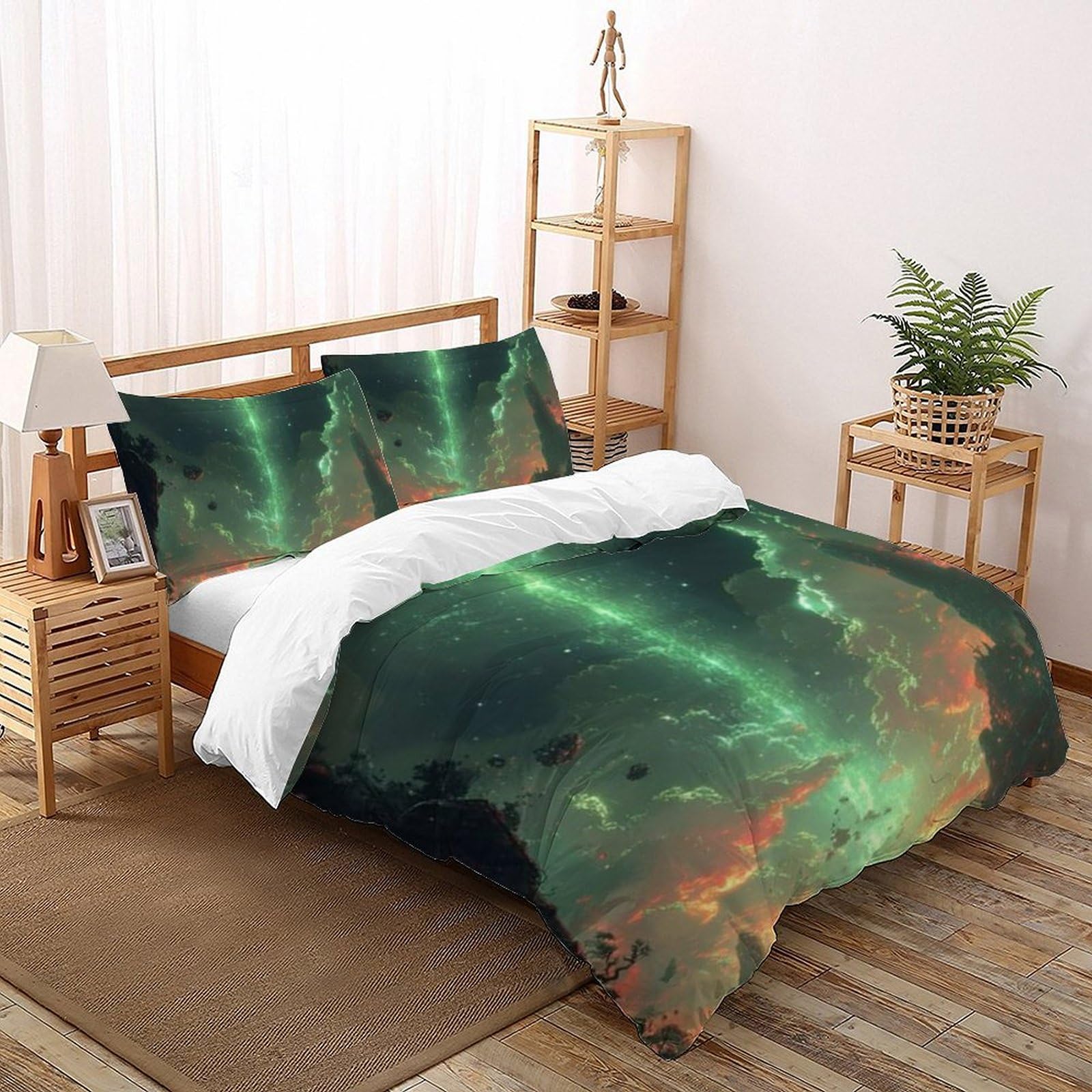 Housse de couette fermeture éclair pratique en microfibre 200x200cm motif imprimé 3D
