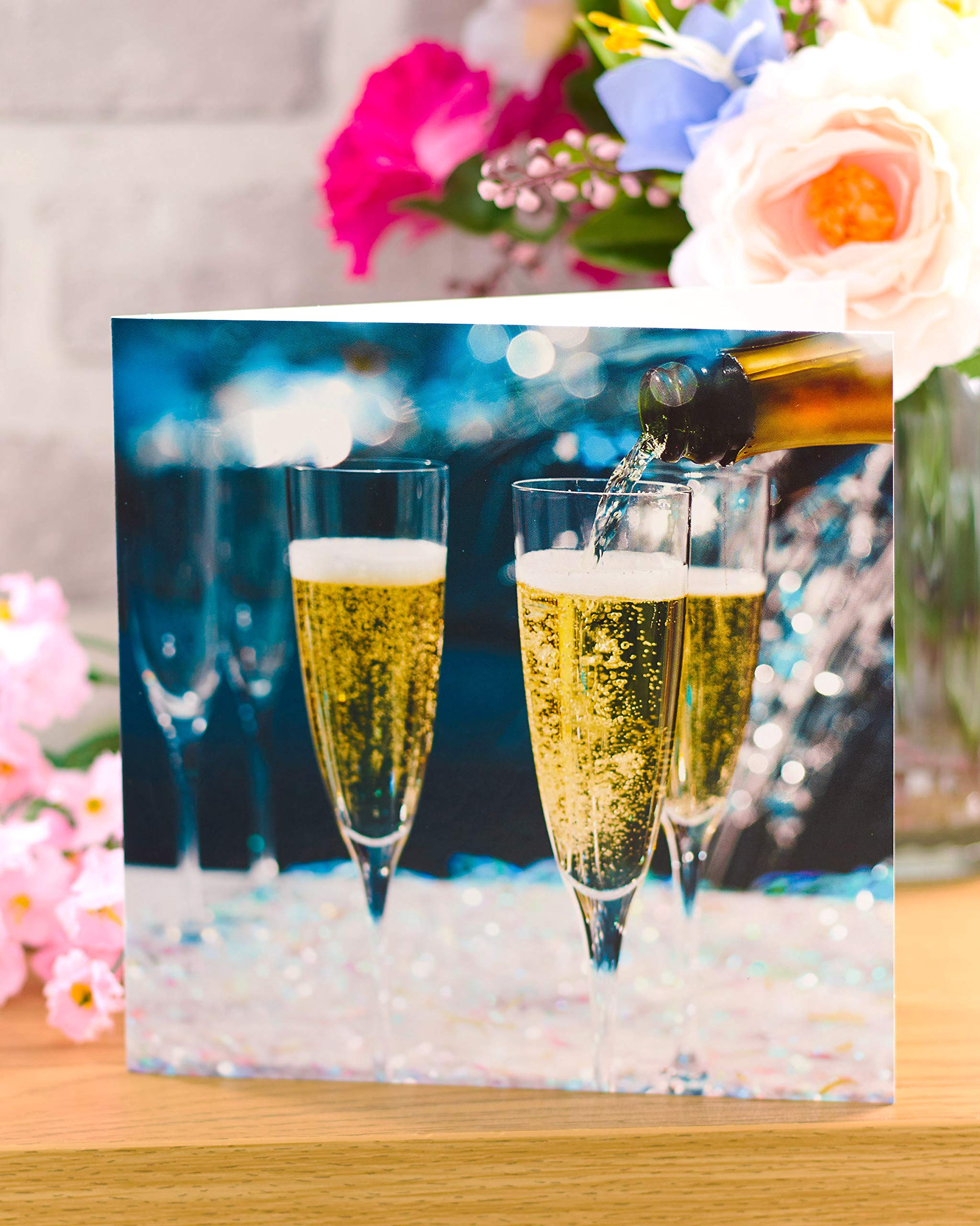 Biglietto Auguri 95° Compleanno – Rifinito A Mano, Champagne, Con Busta, 14x24 Cm