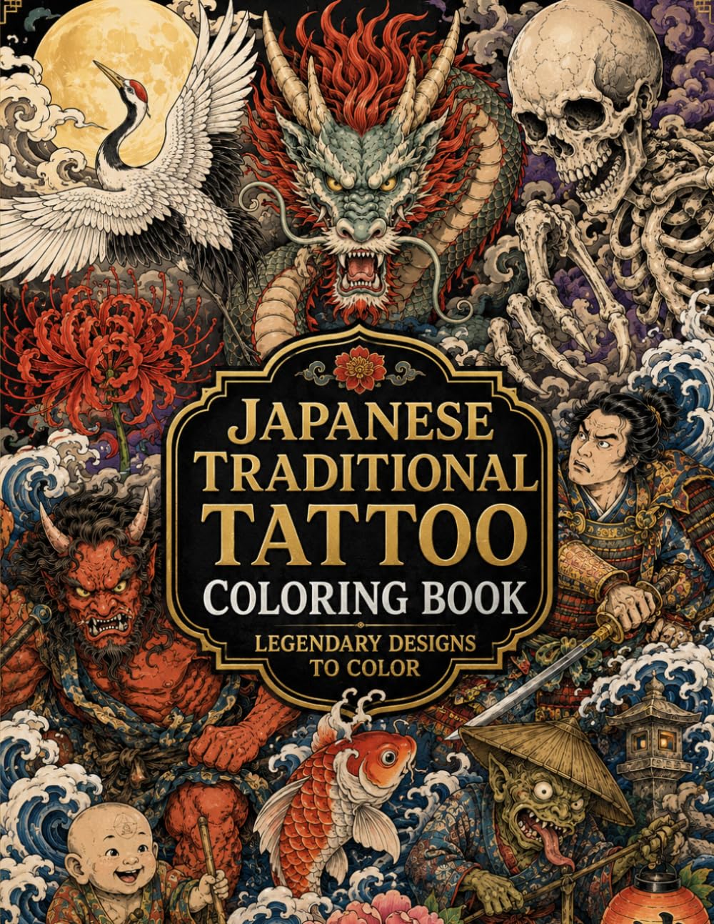JAPANESE TRADITIONAL TATTOO COLORING BOOK