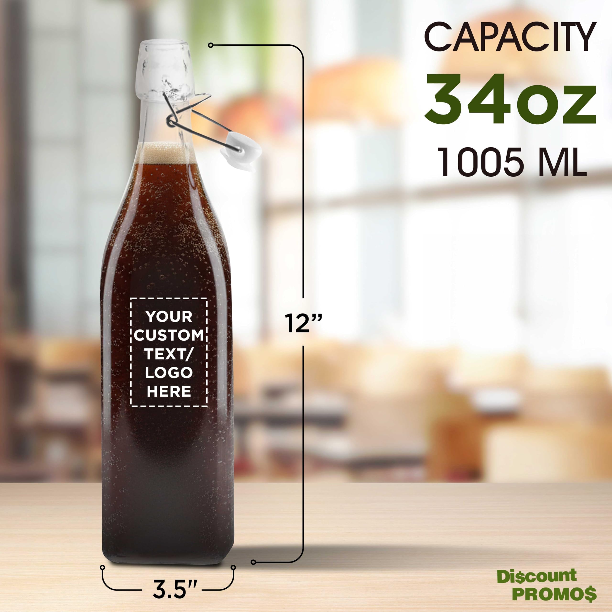 Amazon.com: DISCOUNT PROMOS Custom Square Glass Water Carafe Bottles with Wire  Lids 34 oz Set of 10/50/100, Personalized Bulk Pack Perfect for Juice  Smoothie Milk Condiment - Clear : Home & Kitchen