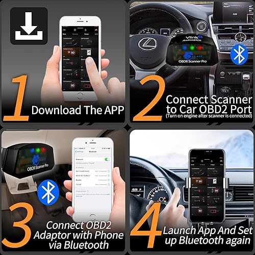 Miniatura 2 de iLaif OBD2 lector de código de falla del coche OBDII escáner pro Bluetooth 4.0 (Vlink) coche comprobar motor luz para iOSAndroid