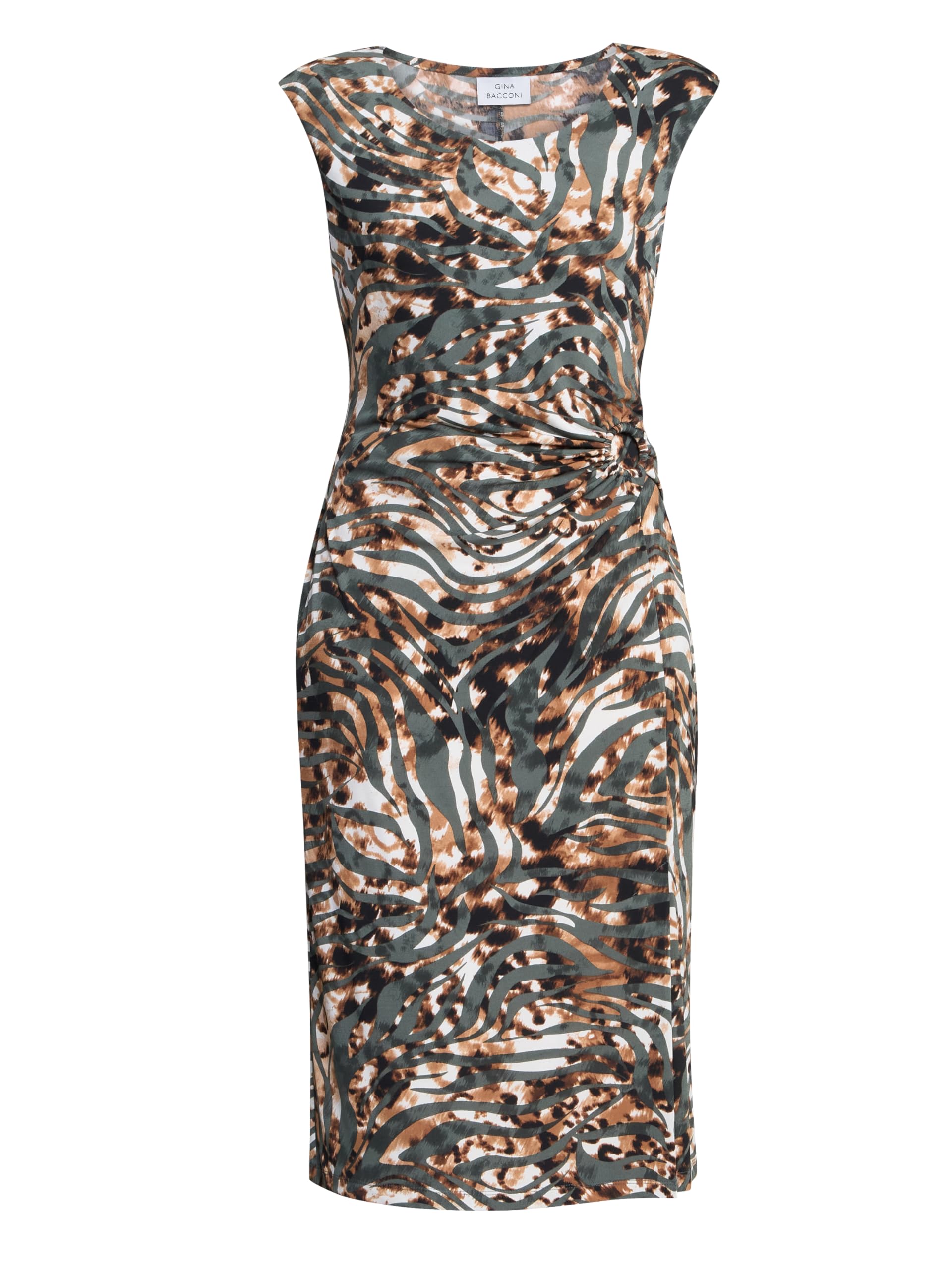 Gina Bacconi Abstract Print Dress, Olive, 8