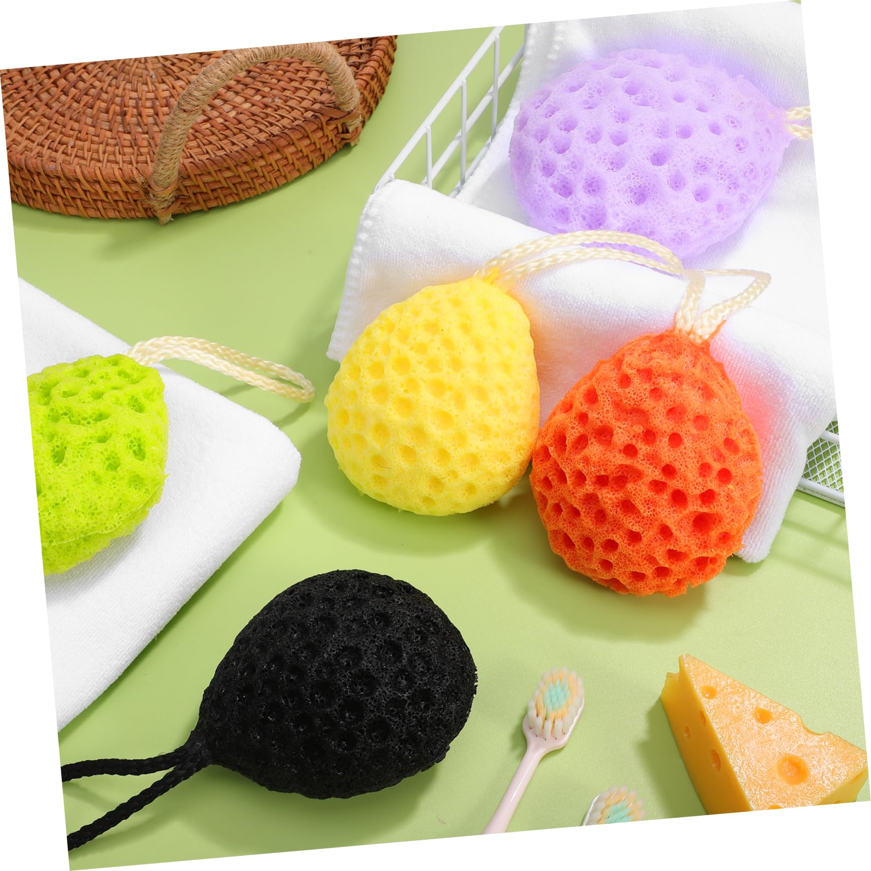 NOLITOY 20piezas Esponjas Exfoliantes Coloridas Para Limpieza De Para Ducha y Exfoliación Secado Rápido Ganchos