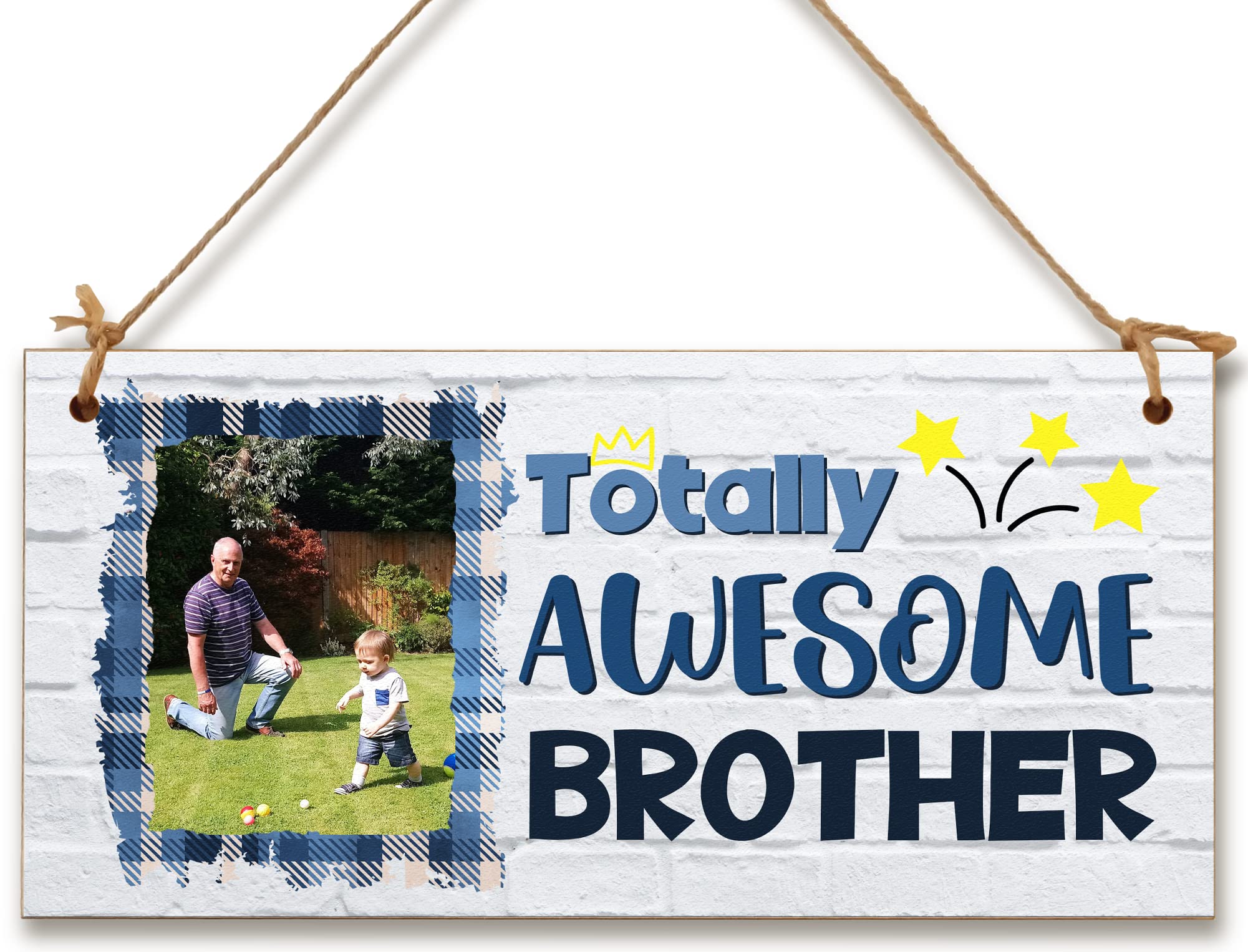 The Plum Penguin Multicolour Personalised Wooden Plaque With Photo Totally Awesome Brother Gift For Daddy Grandad Door Sign Hanging Man Cave Shed