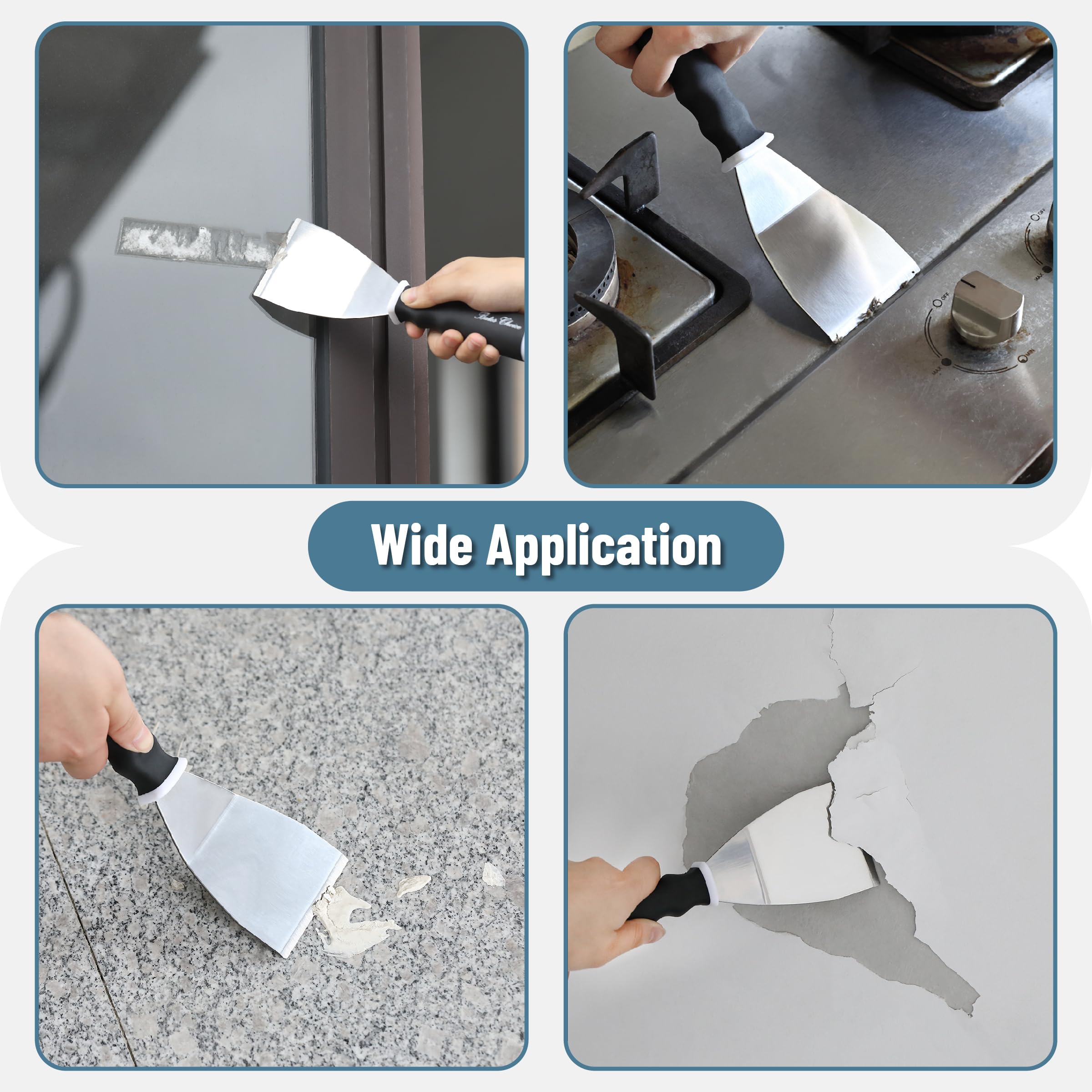 Bates- Bent Scraper, 3", Stainless Steel, Soft Grip & Heavy Duty, Hammer End, Drywall Spackle Knife, Metal Paint Scraper Tool for Wood, Putty Knife Scraper, Wall Scraper, Drywall Knife, Scrappers Tool
