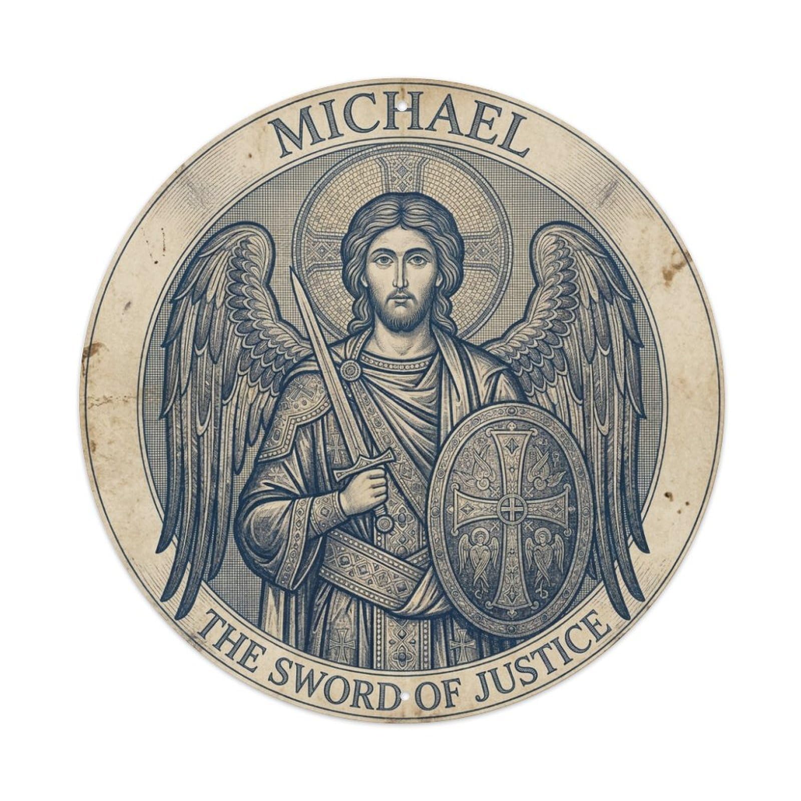 The Sword of Justice St Michael Archangel Guardian Metal Tin Sign