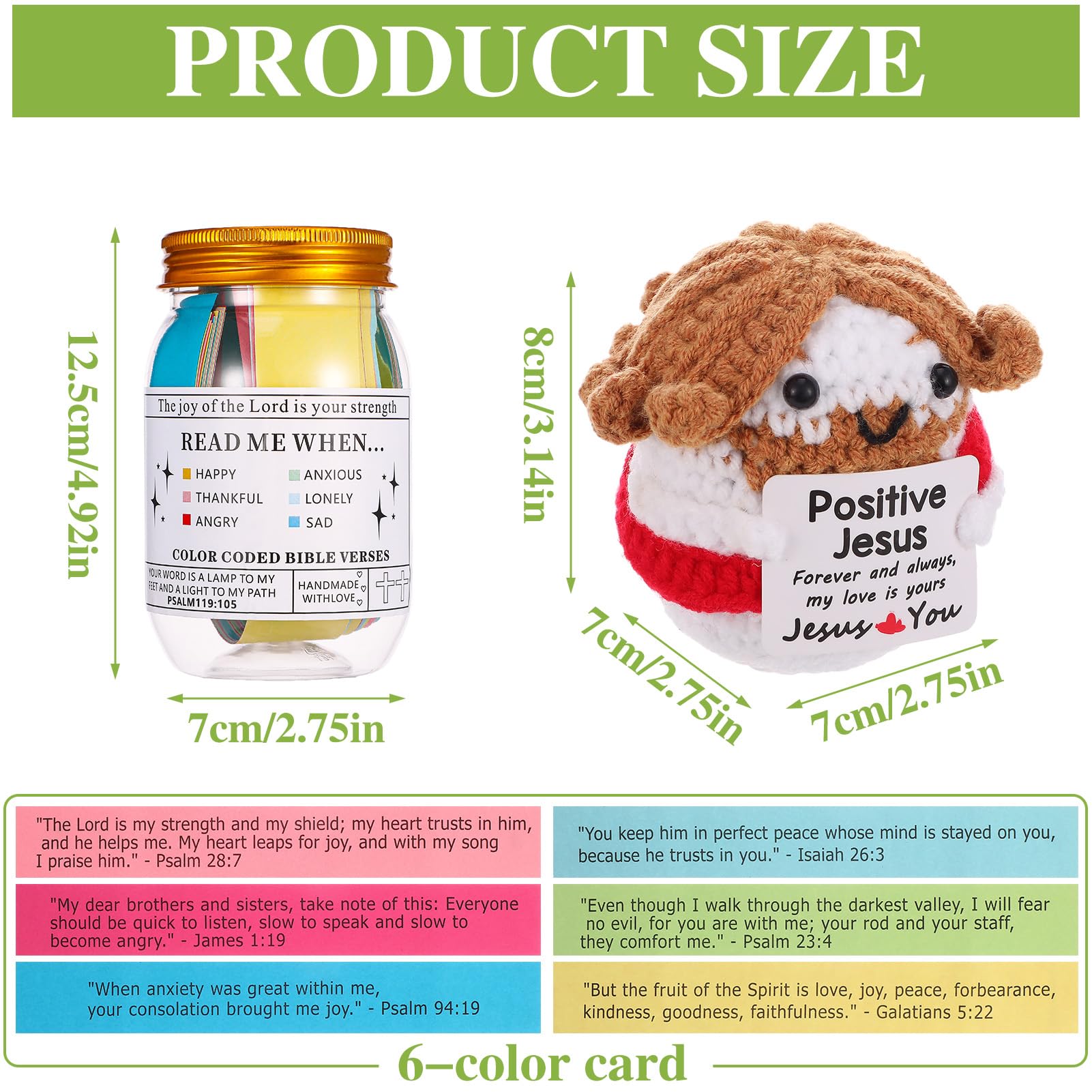 Christian Gift for Women Handmade Crochet Jesus Bible Verse Jar with 72 Uplifting Cards Birthday Christmas Gifts for Women Mom Teacher
