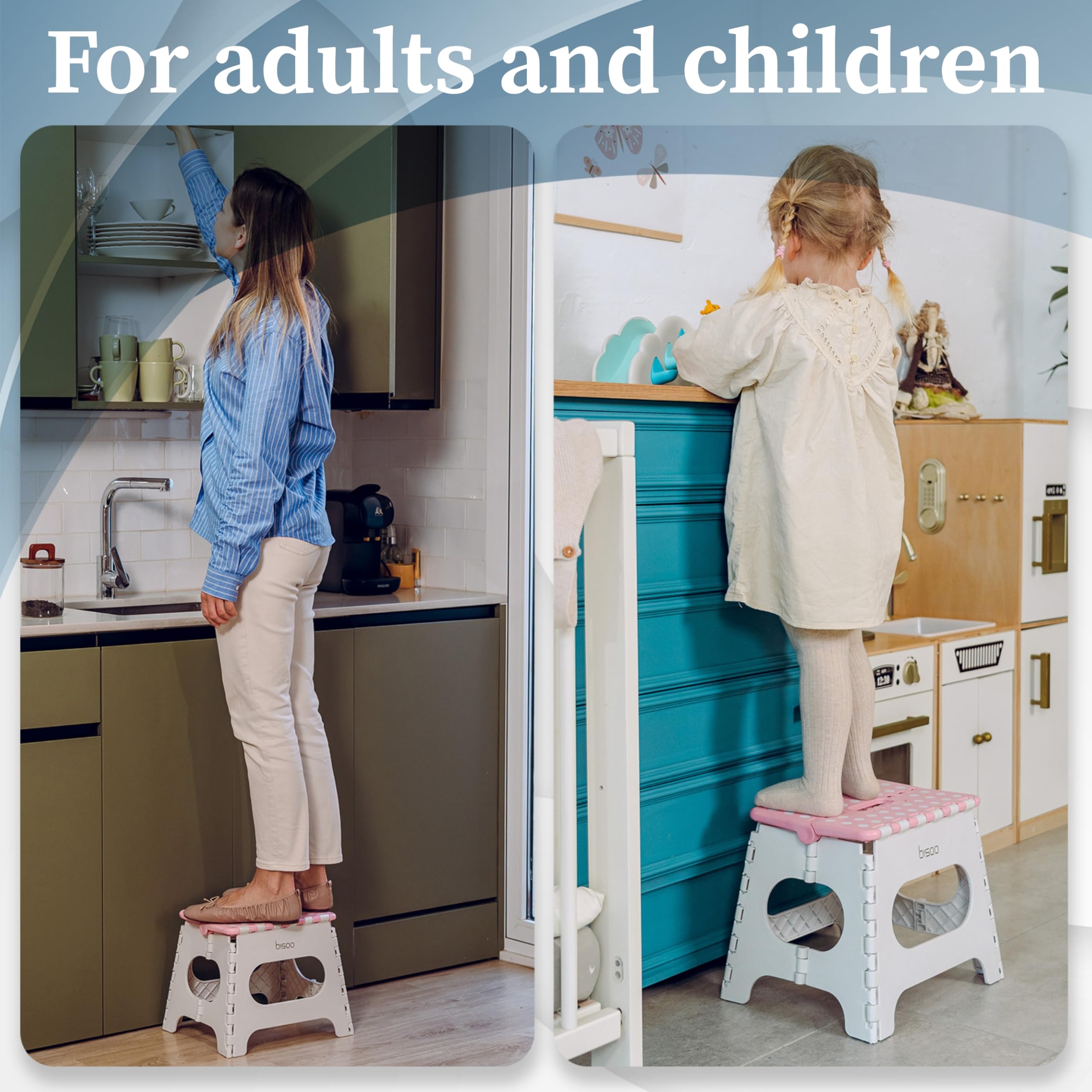 Bisoo Step Stool, 27 cm / 11 in, Folding Step Stool for Toddler Kids & Adults, Cute Color for Bathroom Kitchen & Bedroom - Image 4