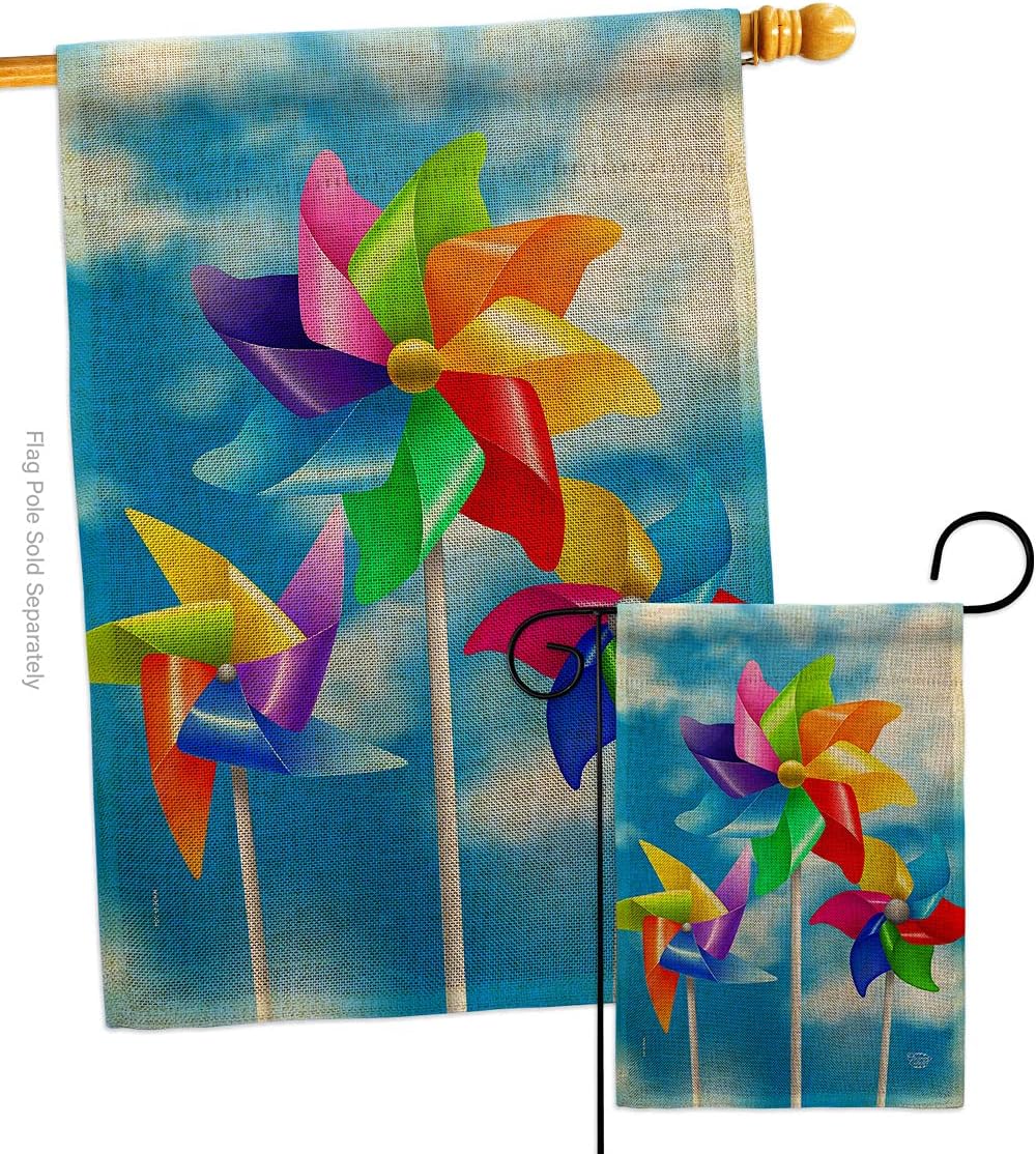 Pinwheels House Flag Summertime Fun and Sun Beach Pool Luau Tropical Party Season Outdoor Sunny Small Decorative Gift Yard Banner Made In USA 28 X 40