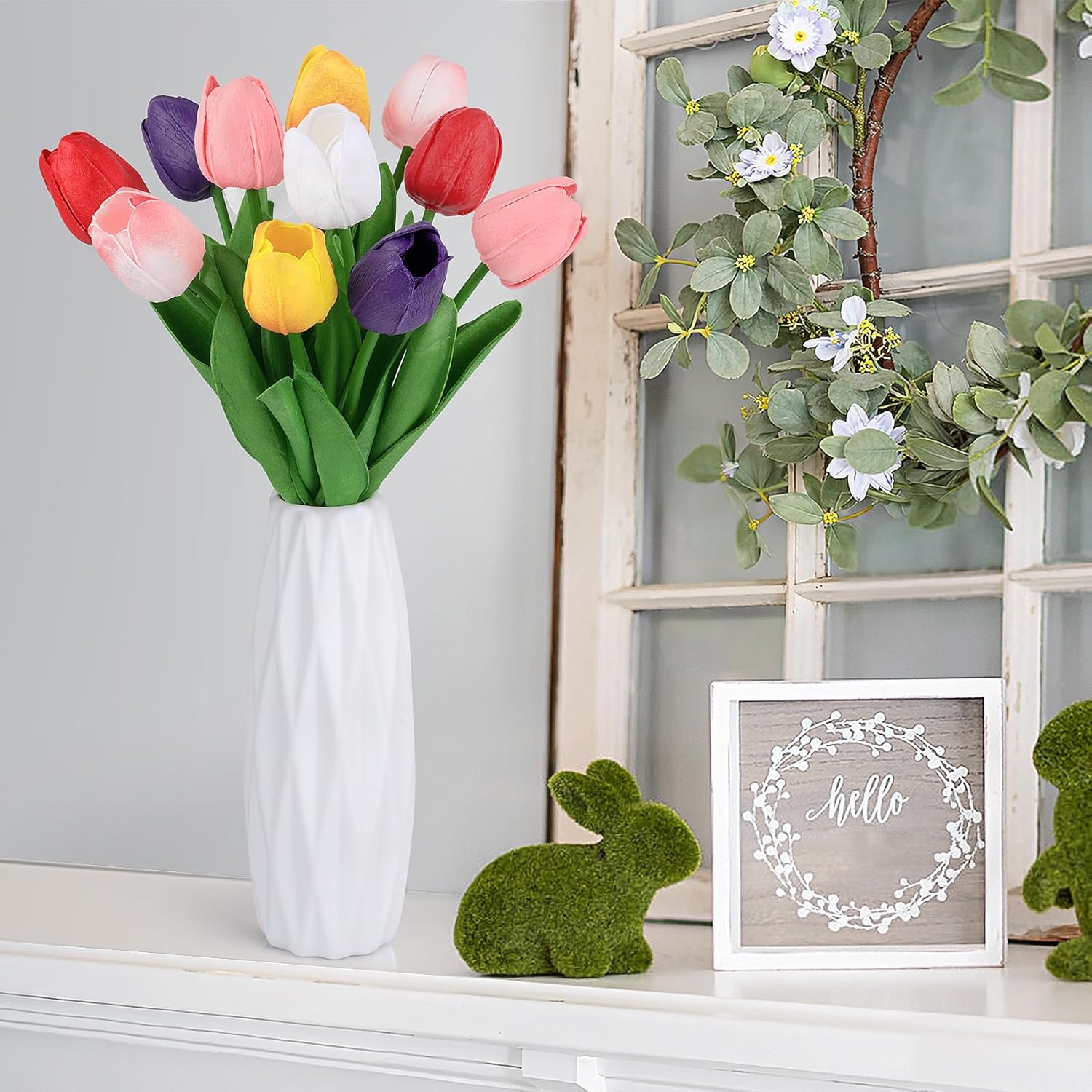 30 Pcs Multicolor Fake Tulips Artificial Flowers for Decoration, Real Touch PU Faux Tulips Flowers Arrangement Artificial Plants Indoor for Home Decor Wedding Mother's Day Spring Easter Decorations - Image 7