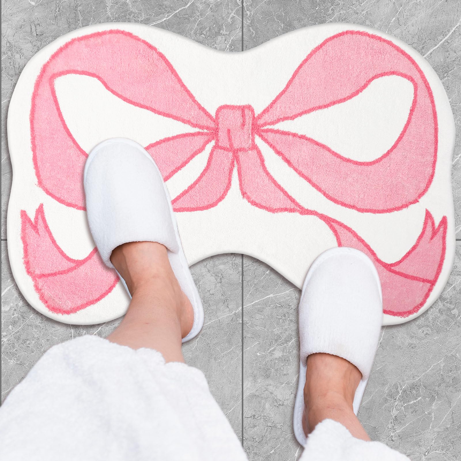 JarThenaAMCS Bow Rug Mat Pink Coquette Bowknot Bathmat 20 x 30 Inch Bathroom Mat for Room Decoration Kitchen