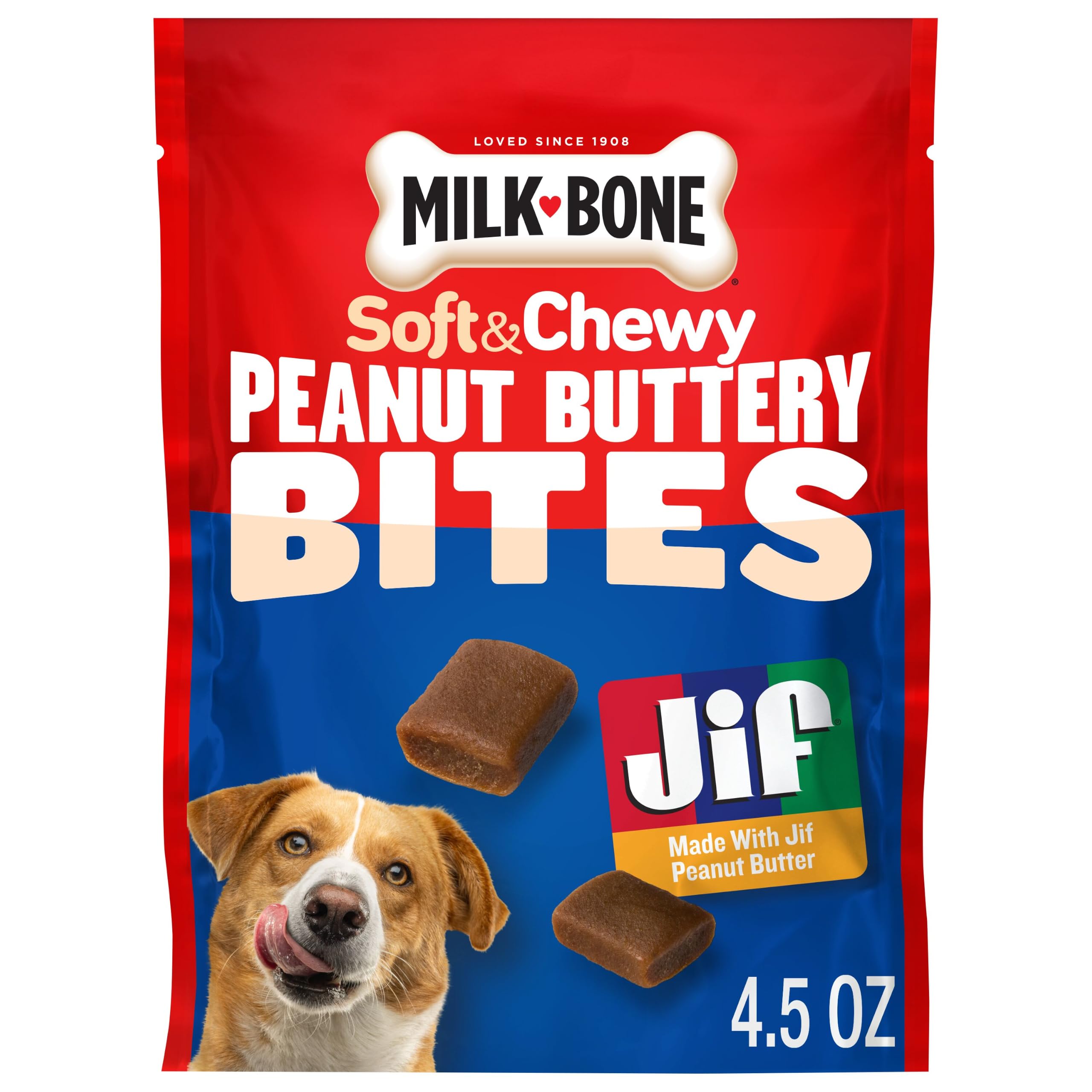 Milk-Bone Soft &amp; Chewy Peanut Buttery Bites, 4.5 Oz. Bag