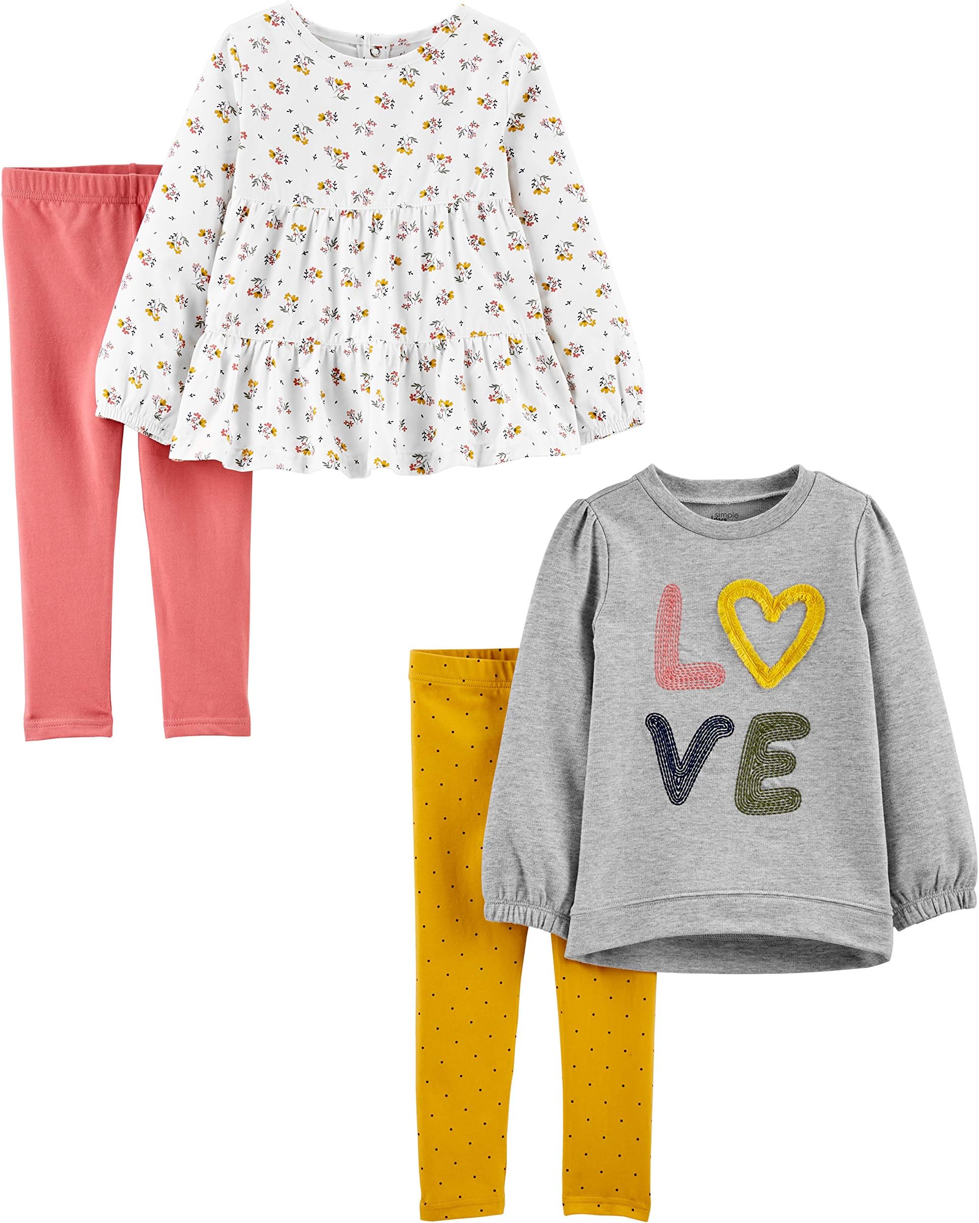 Baby Girls 4-piece Long-sleeve Shirts and Pants Playwear Set