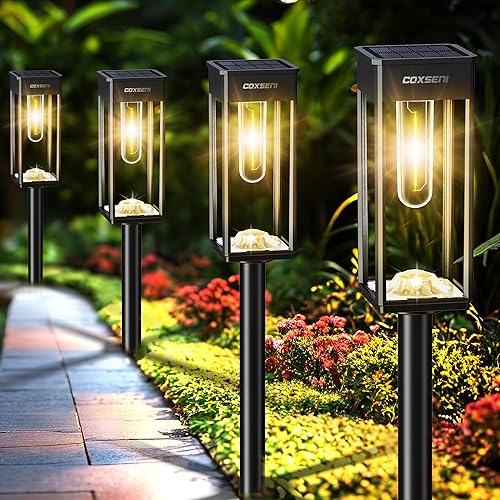 Luces solares para caminos al aire libre IP65 impermeables, paquete de 8 unidades de 3000 K LED de encendidoapagado automático para patio, césped,