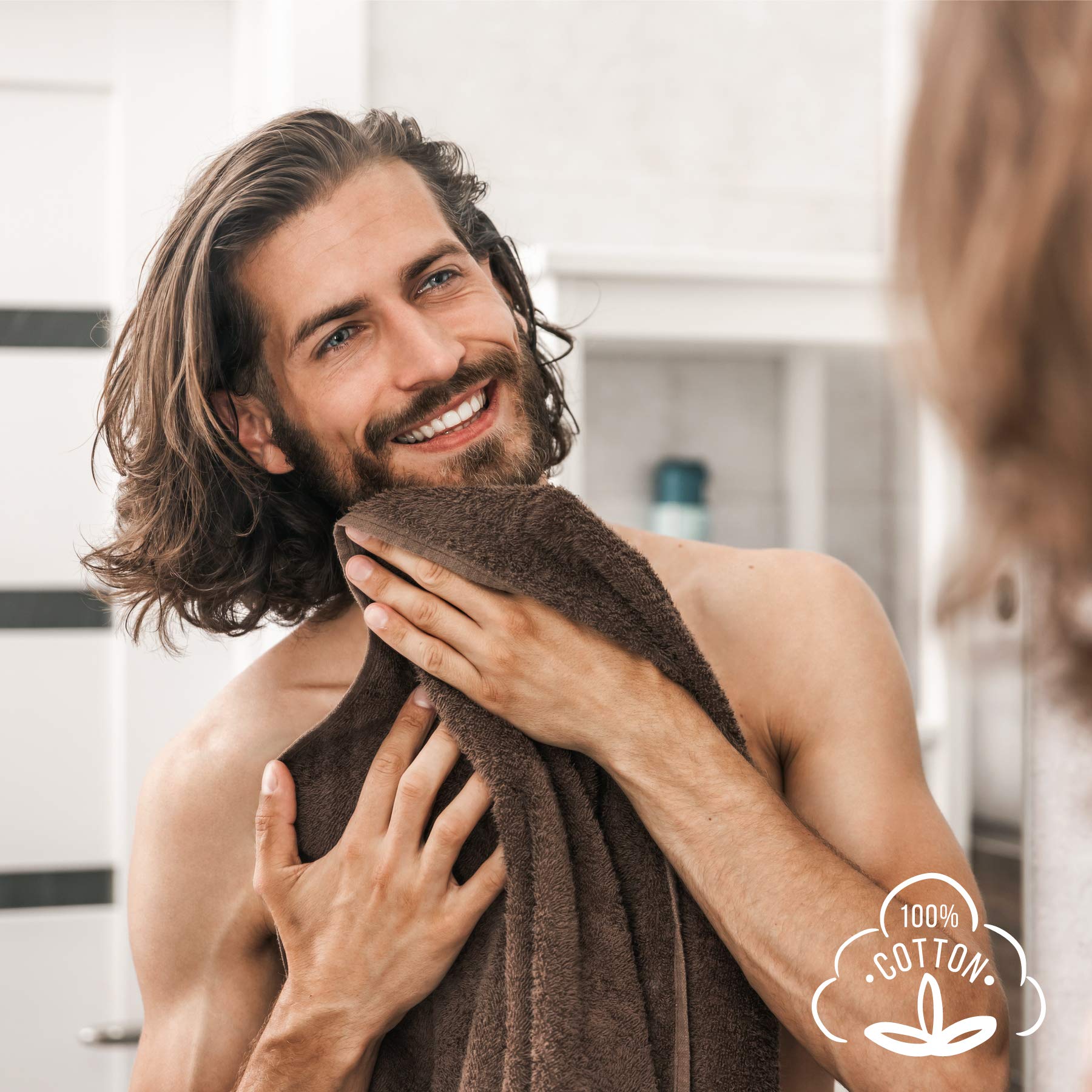 Bedsure Grey Bath Towels Set for Bathroom - 2 Bath Towels, 2 Hand Towels, 6 Washcloths, Cotton Hotel Quality Absorbent 10 Pack Bath Linen Towel Sets