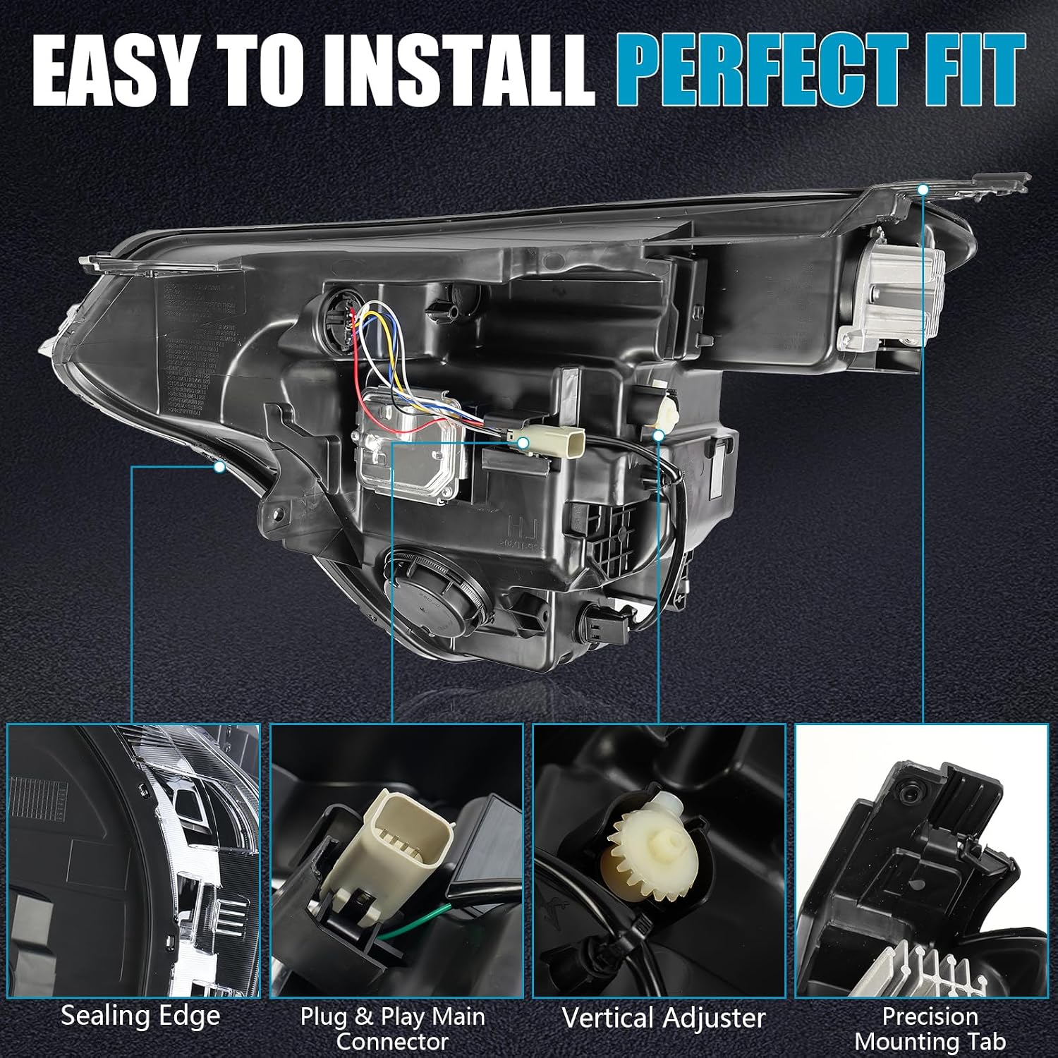 W/ LED DRL Head Light Assembly for Chevy Trax 2024 2025, LED Factory OEM Style Projector Head Lamp Headlight Assembly for Chevy Chevrolet Trax 2024 2025 GM2503553 42876953, Passenger Side, W/ Bulbs