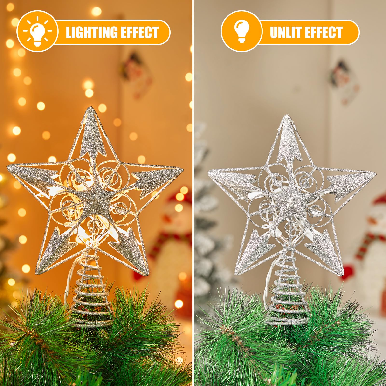 Amazon.com: Christmas Star Tree Topper, Plug in 3D Star Tree