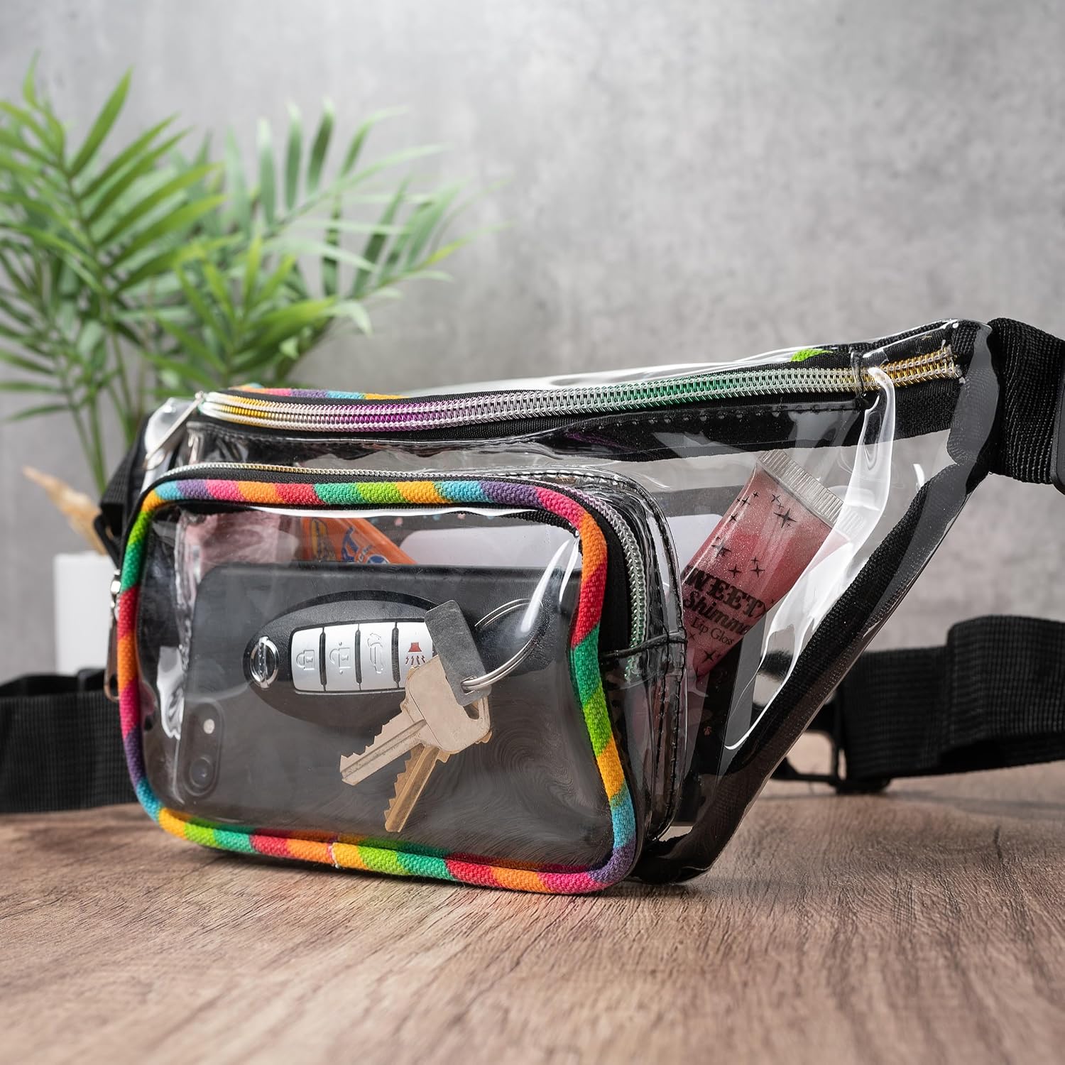 Clear Cotton Canvas Waist Bag - Transparent - Stadium Approved - for Travel, Events, and Concerts., Small, FP1-C