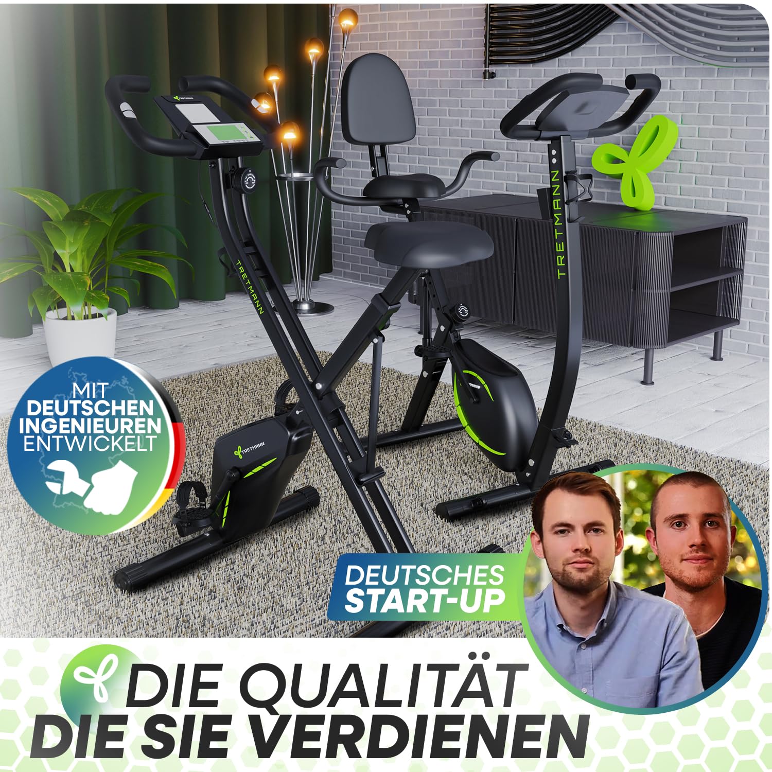 Neu Tretmann Hometrainer fahrrad Klappbar Set-extra bequem & leise- [RelaxFoam] bis 150KG Belastbar Ergometer, Heimtrainer fahrrad, Ergometer Heimtrainer Senioren, Fitnessbikes