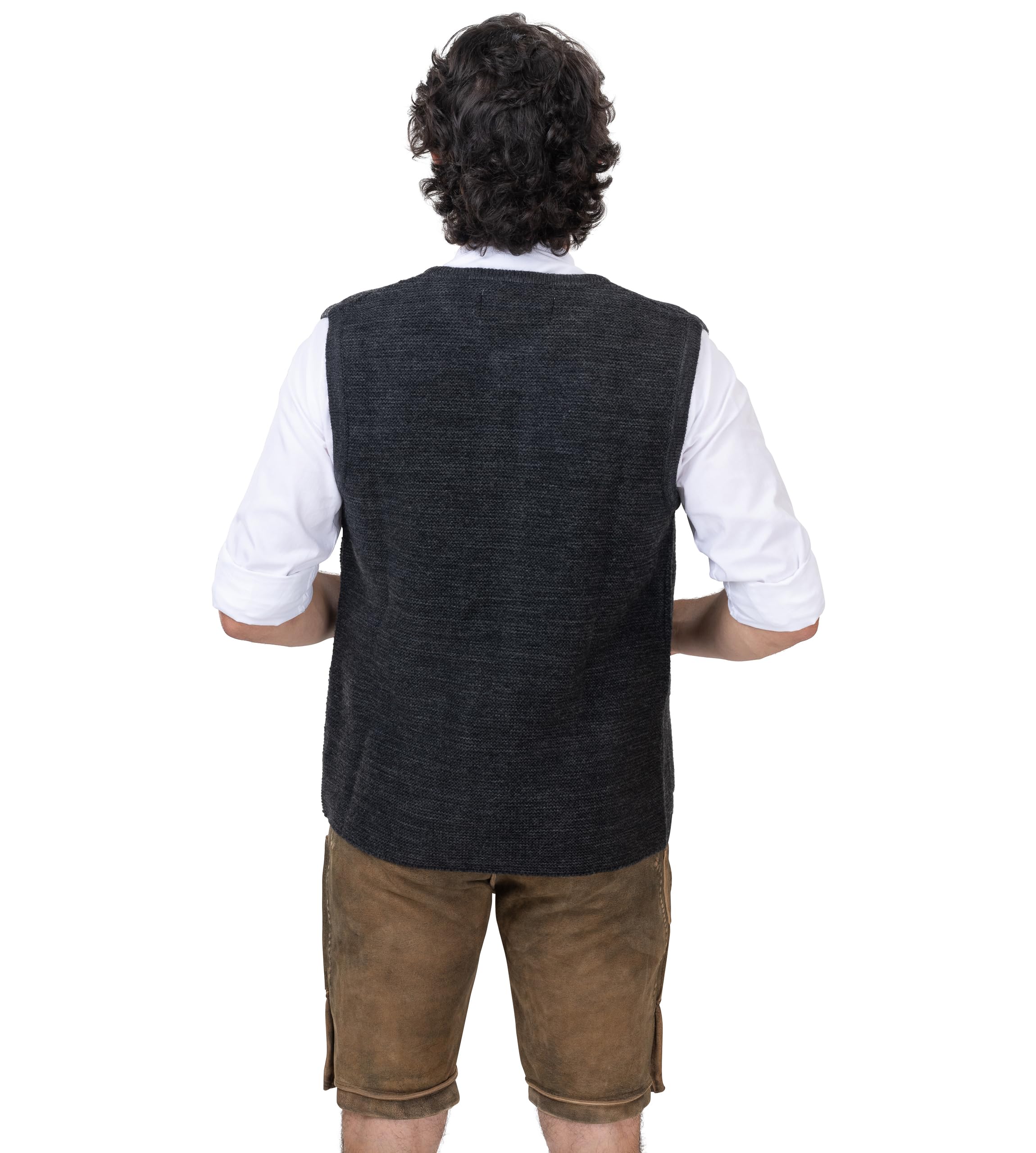 Herren Strickweste Aaron – Trachten-Strick-Weste aus Wolle – Trachtenweste Grau/Anthrazit - Aaron