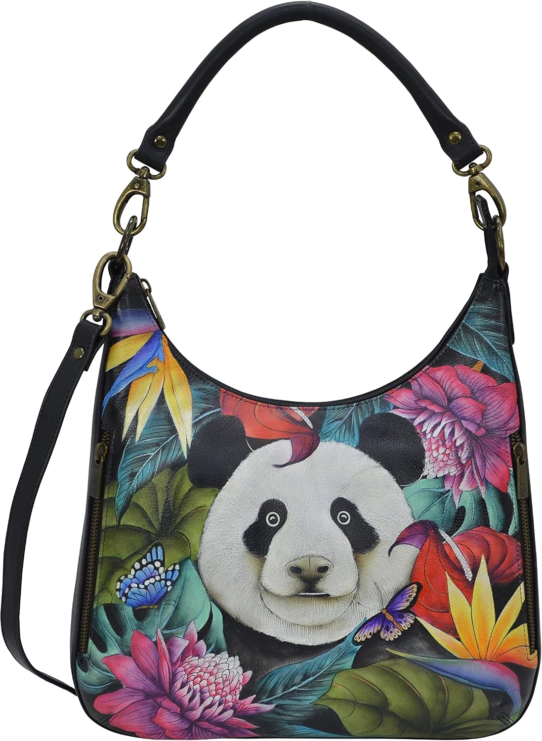 Anuschka Women’s Leather Hobo Bag – Hand-Painted Genuine Leather Handbag with Adjustable Strap - 662, Hobo Bag
