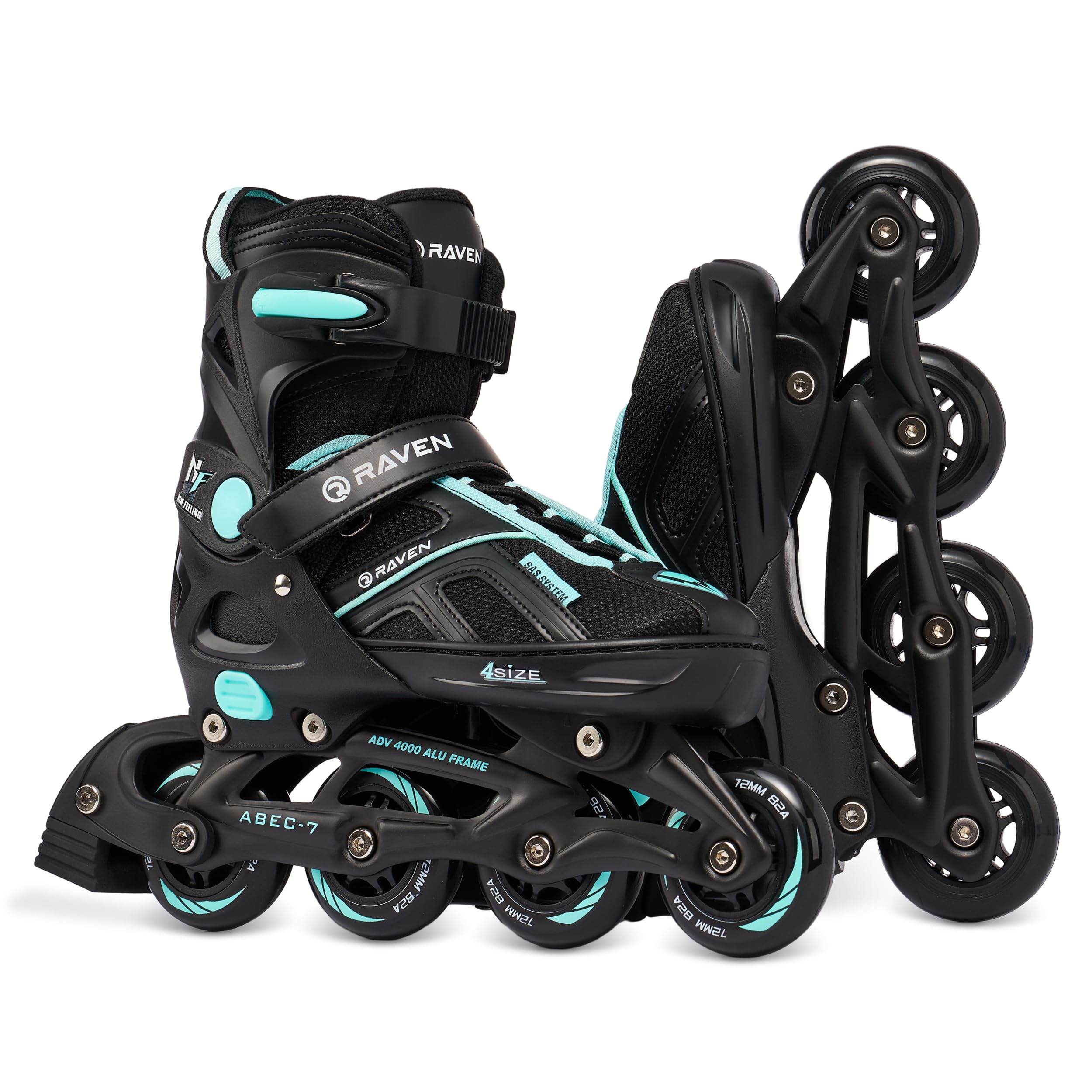Raven - Pattini a rotelle per bambini, ragazze, adulti, bambini - Pattini a rotelle 2 in 1 con pattini da ghiaccio - Regolabili - Pulse