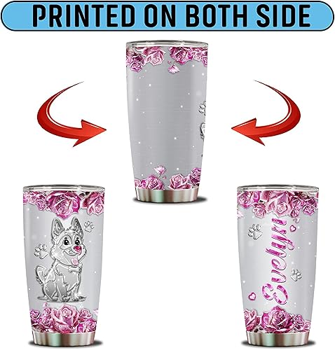 Miniatura 6 de Regalos personalizados de pastor alemán para mujeres, taza de café aislada de acero inoxidable de 20 onzas, vaso de viaje, Navidad, cumpleaños, día