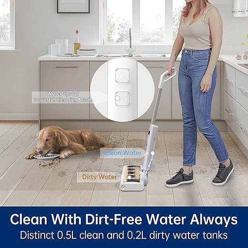 Miniatura 5 de HiKiNS Combo de aspiradora inalámbrica en seco y húmedo, con un solo paso para lavar y trapear suelos duros y multisuperficie, ligero y de mano, 60
