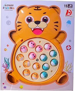 لعبة صيد دوارة كهربائية من جو جو لعمر 3 سنوات فما فوق، 15 قطعة - برتقالي