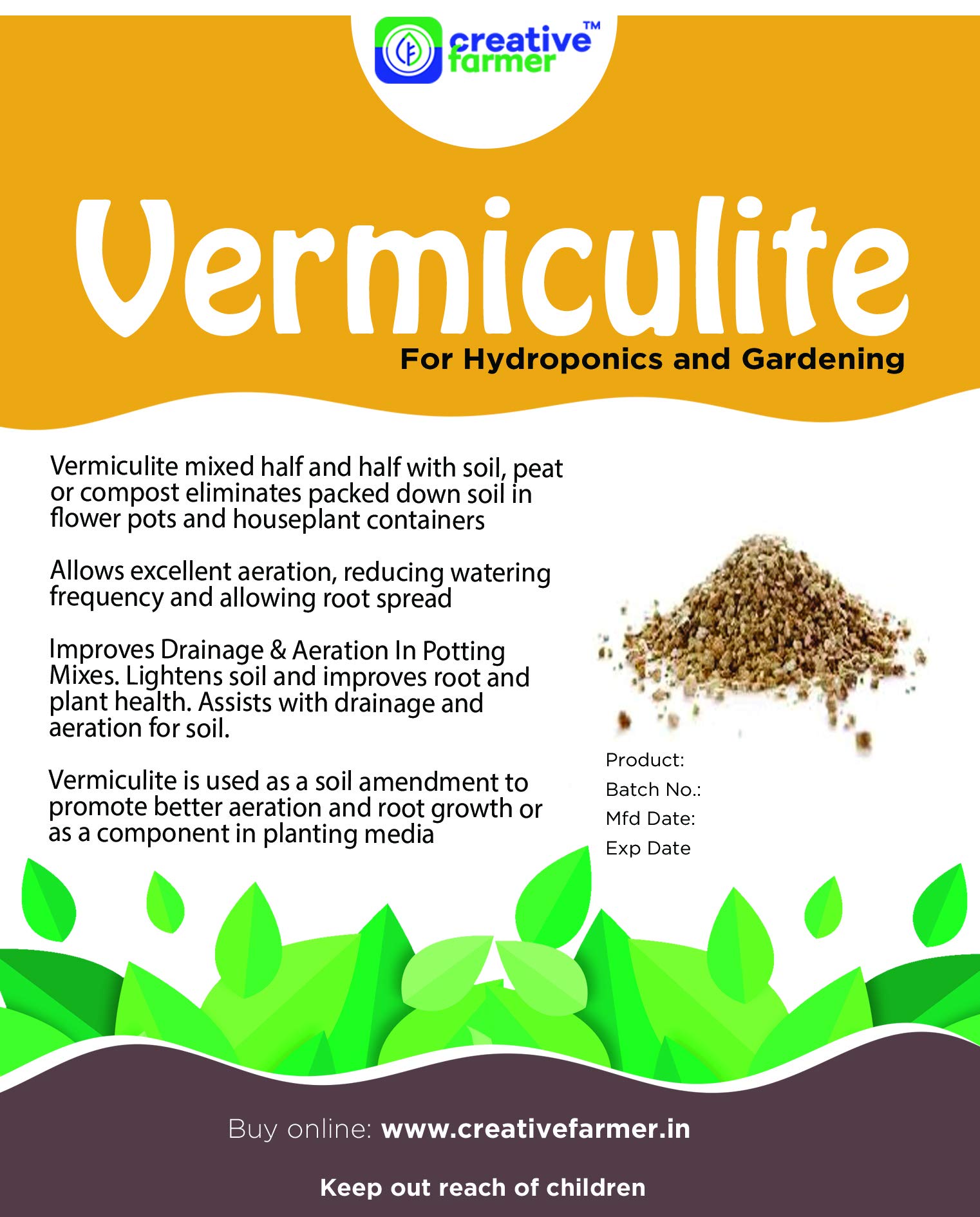 Creative Farmer Vermiculite 1Kg for Gardening Plants Potting Media (B08791C5LF) Amazon Price History, Amazon Price Tracker