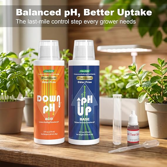 FOLLOWIN pH Up and Down Control Kit for Hydroponics and Soil Gardens
