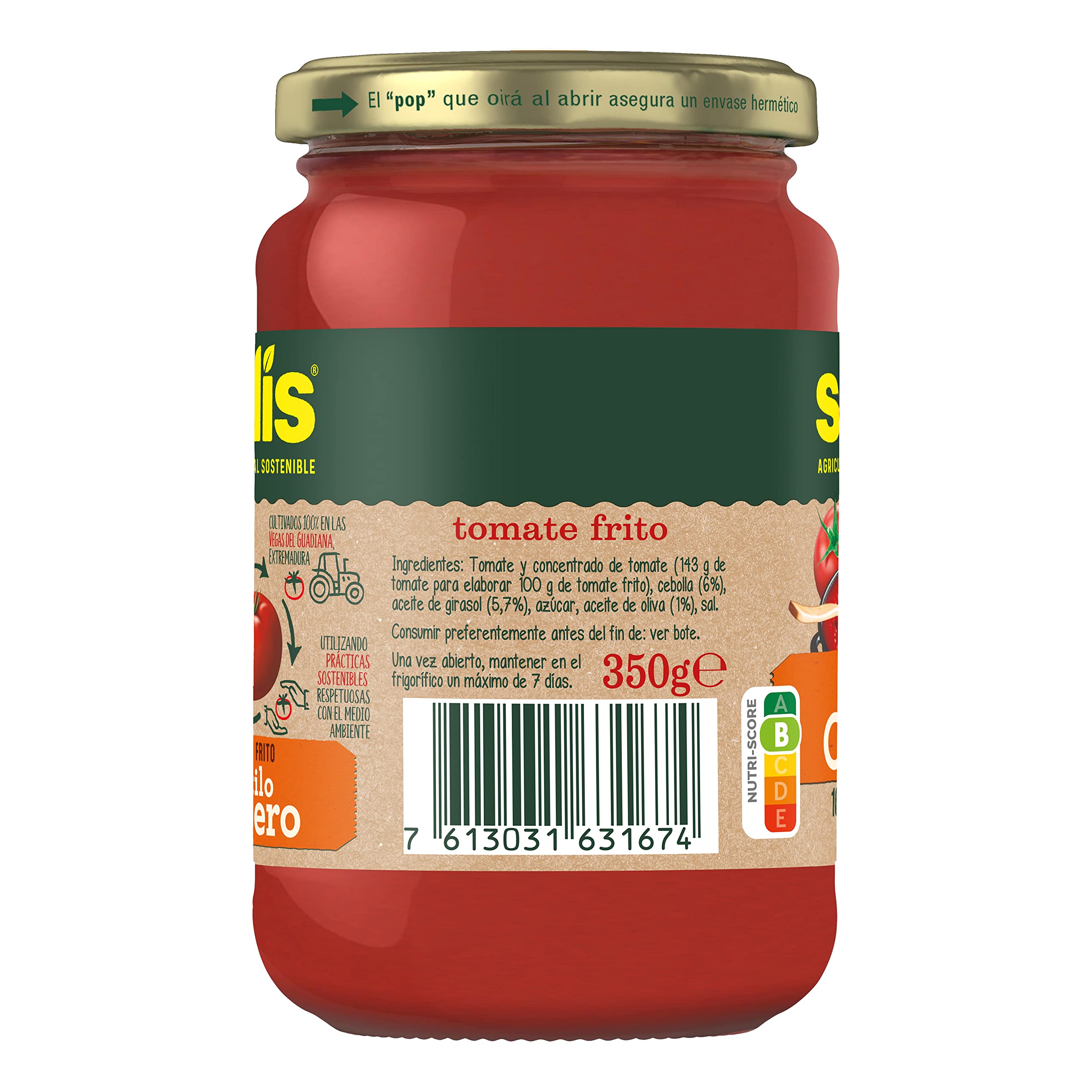 SOLIS Tomate Frito Estilo Casero Frasco Cristal - Tomate sin gluten - 350 g - Pack de 12
