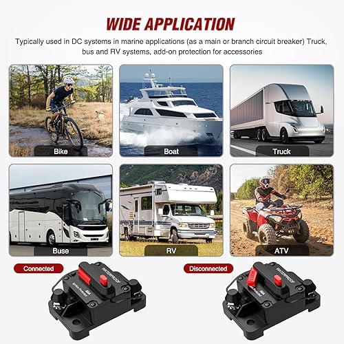 Miniatura 24 de Nilight - Disyuntor en línea de 60 A, reiniciable, 12-24 V CC, portafusibles de reinicio manual, calibre 3-15 AWG, protección contra sobrecarga