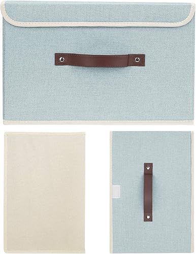 Miniatura 7 de TYEERS - Canastas de almacenamiento plegables, 2 unidades, con tapas y asas, de algodón y lino, organizadores para juguetes, estantes, ropa,