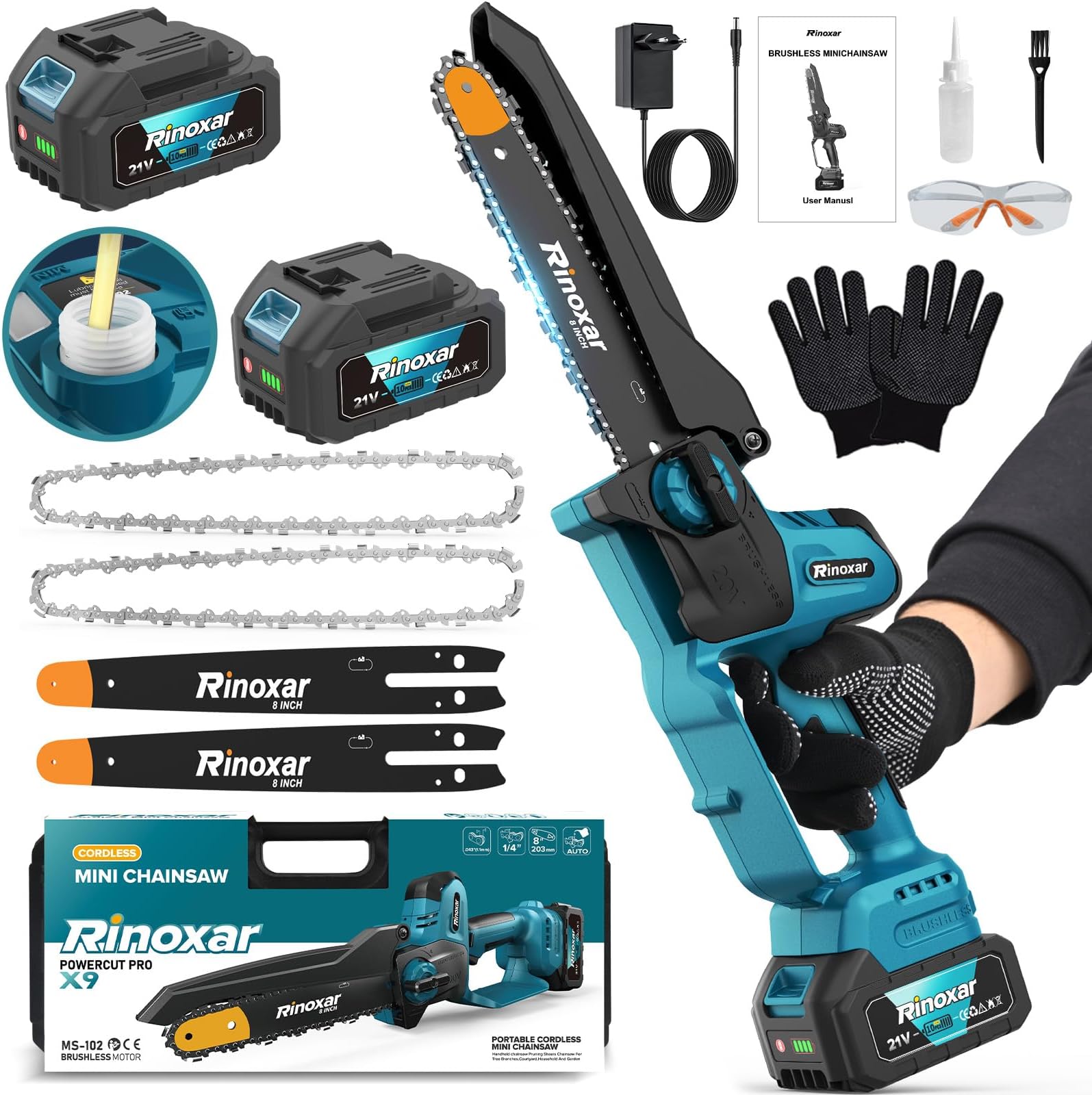 Mini Motosega Elettrica A Batteria 8 Pollici Motori Brushless 2 - Foto 5