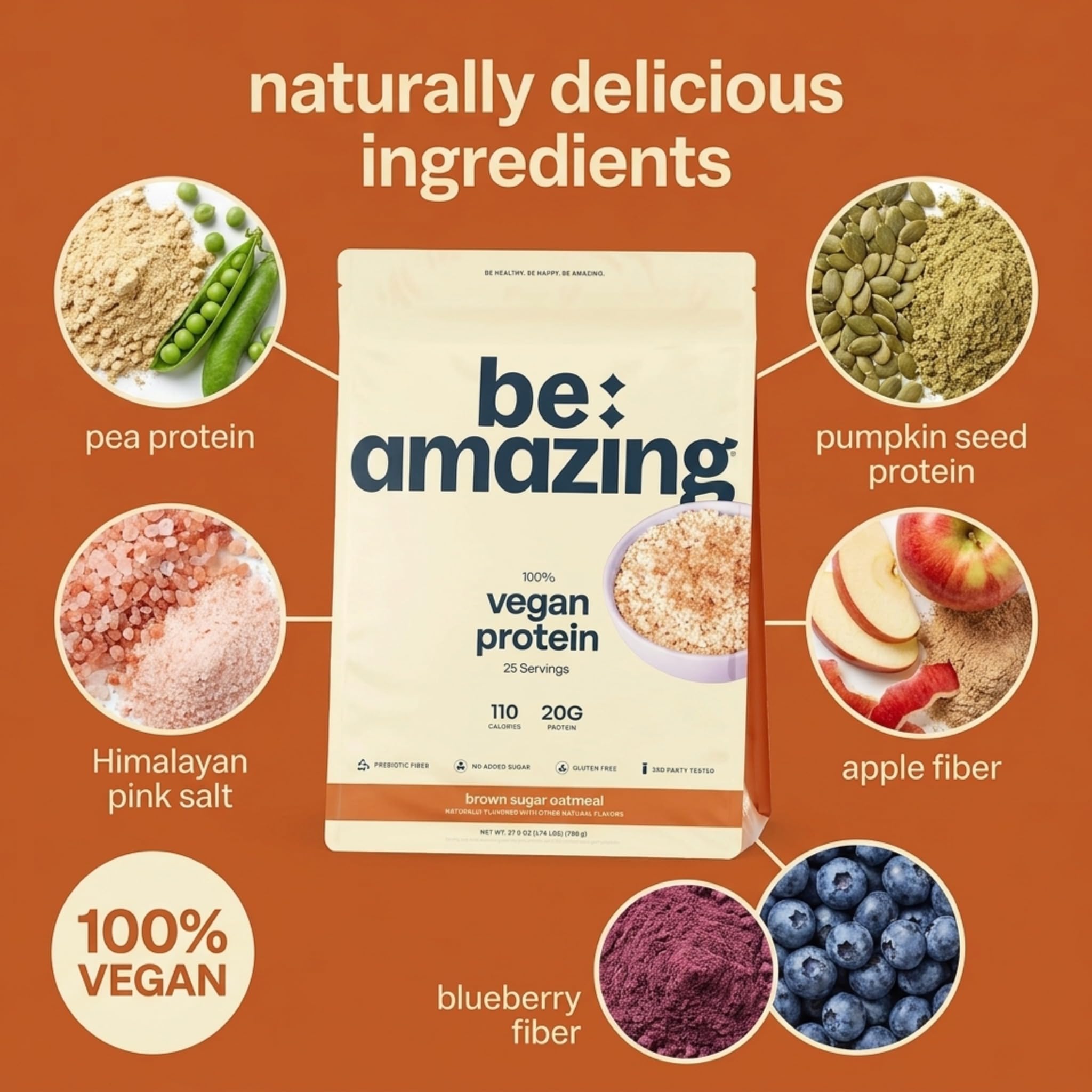 BE AMAZING Vegan 20g Protein Powder, Brown Sugar Oatmeal, 25 Servings — Amazon image 5