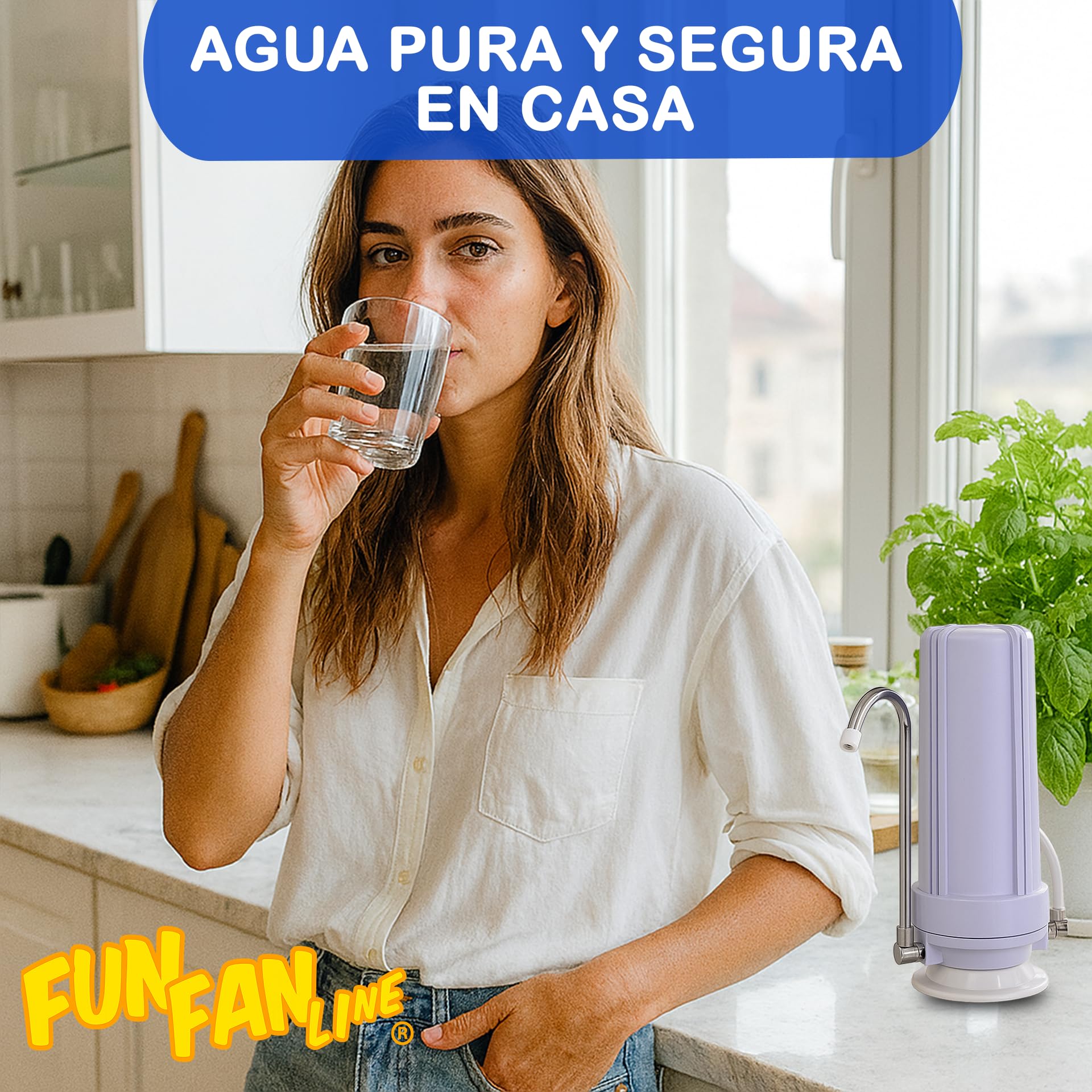 Filtro De Agua Fonlife | Para Grifo De Cocina | Elimina Cloro, Malos Olores Y Metales Pesados | Fácil De Instalar Sobre Encimera |Eficiente, Duradero Y Económico