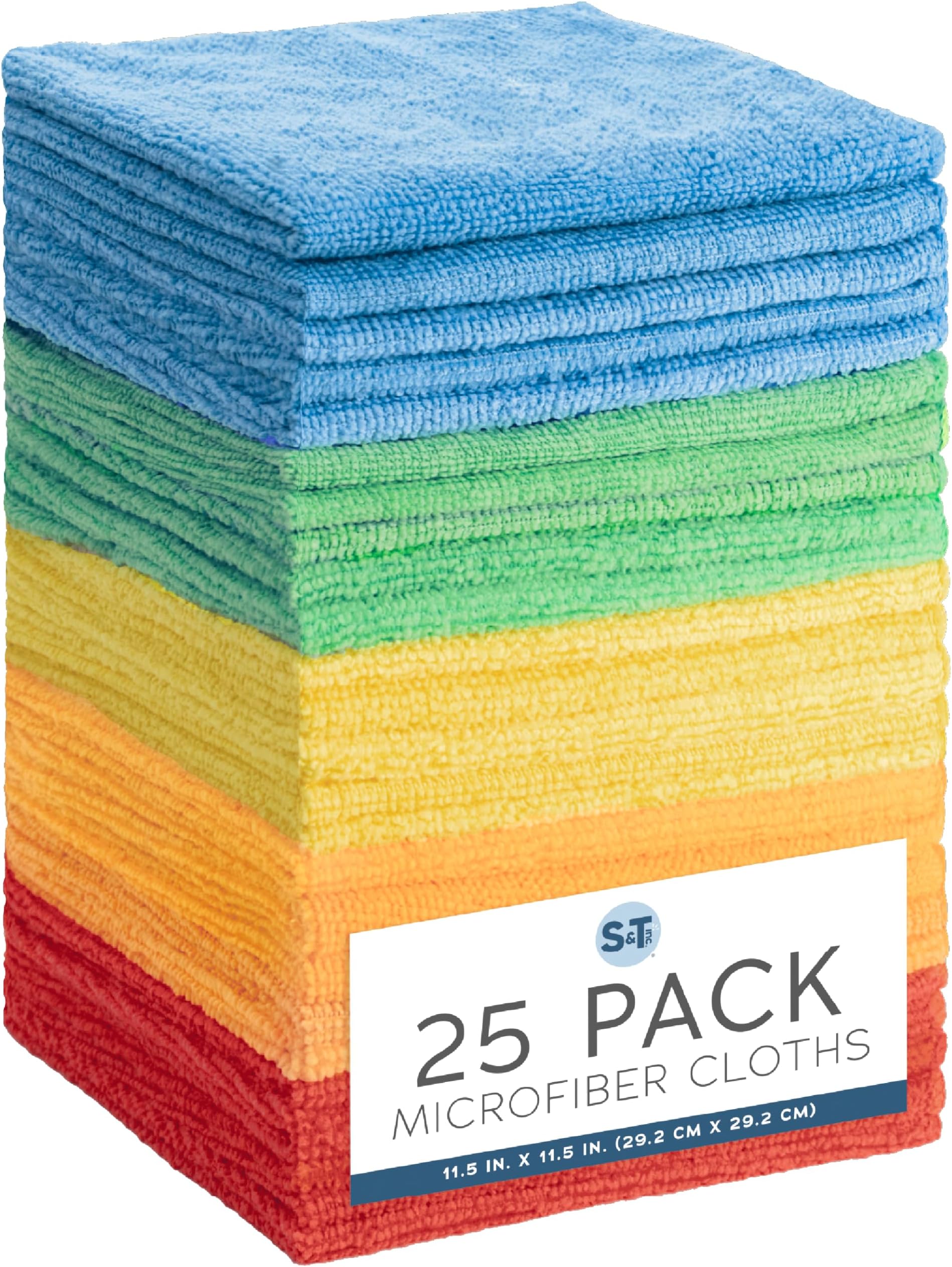 S&T INC. Microfiber Cleaning Cloth, 12 Pack, 11.5" x 11.5"