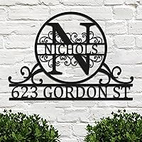 Vista 1 de Placa de dirección personalizada con número de casa, letrero de dirección personalizado de metal para exteriores, letrero montado en la pared