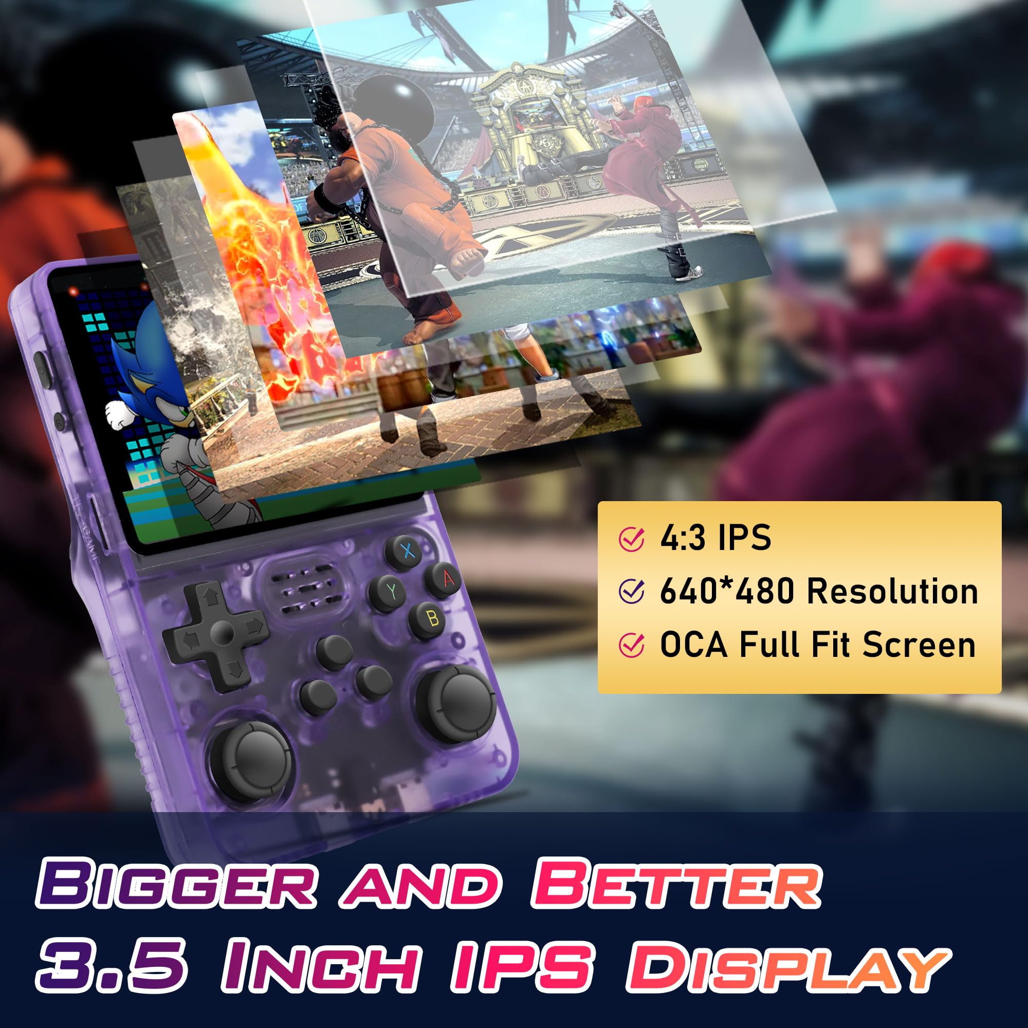R36S Handheld Game Console, Retro Handheld Game with 15000 Classic Games, 3.5 Inch IPS Screen Linux System, Handheld Console support Wifi online battles, include 128G TF Card (Purple) : Amazon.co.uk: Toys &
