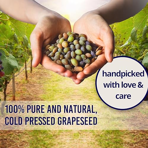 Miniatura 6 de Essentially KateS Aceite de semilla de uva de 33.8 onzas líquidas, paquete de 2 unidades de 16.9 onzas líquidas, 100% puro y natural y prensado en