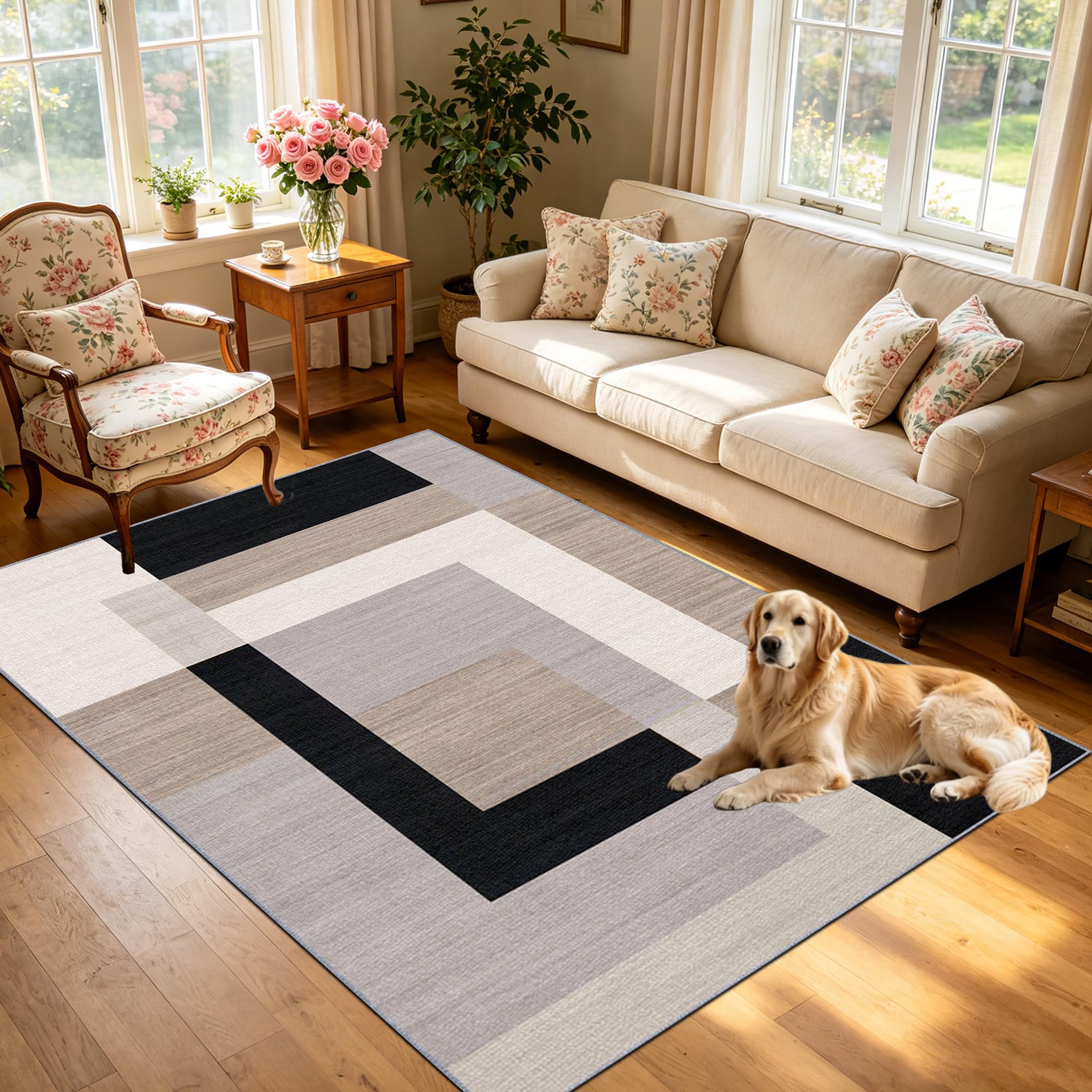 Tapis de salon lavable en machine pour un entretien facile au quotidien